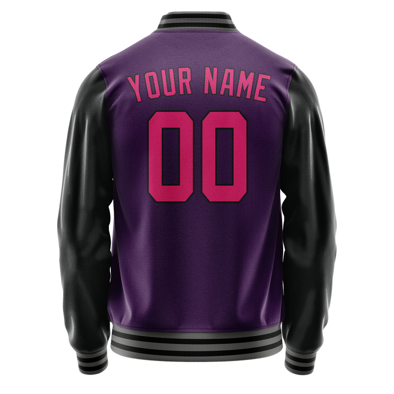 Custom Purple Pink Solid Color Varsity Letterman Jacket JA02240617KZ364