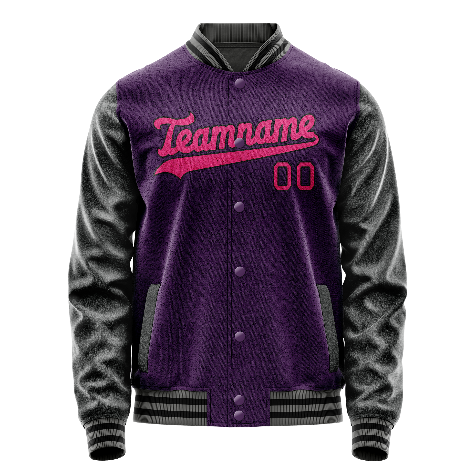 Custom Purple Pink Solid Color Varsity Letterman Jacket JA02240617KZ364