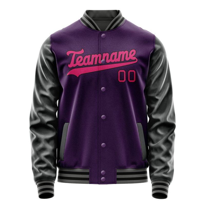 Custom Purple Pink Solid Color Varsity Letterman Jacket JA02240617KZ364