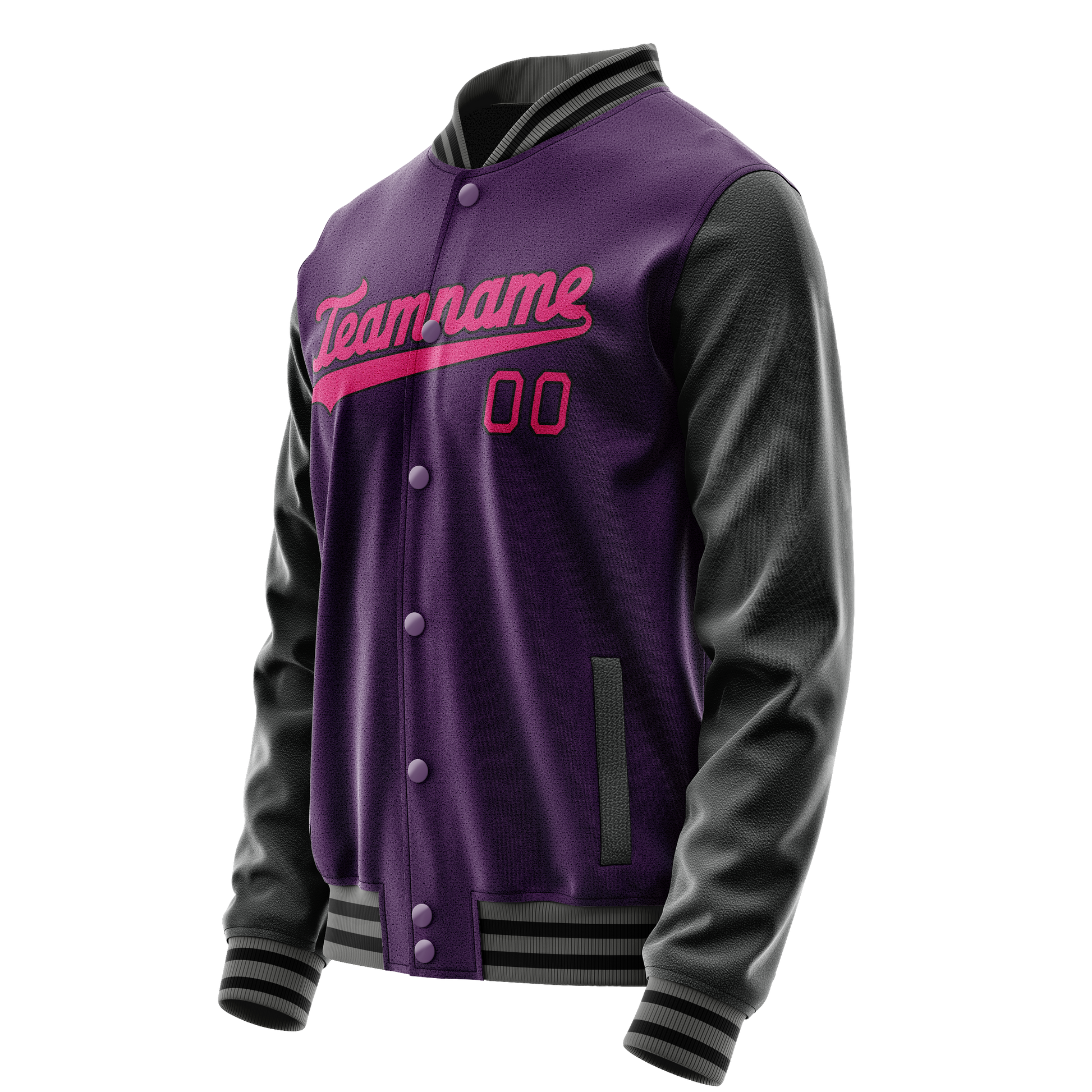 Custom Purple Pink Solid Color Varsity Letterman Jacket JA02240617KZ364
