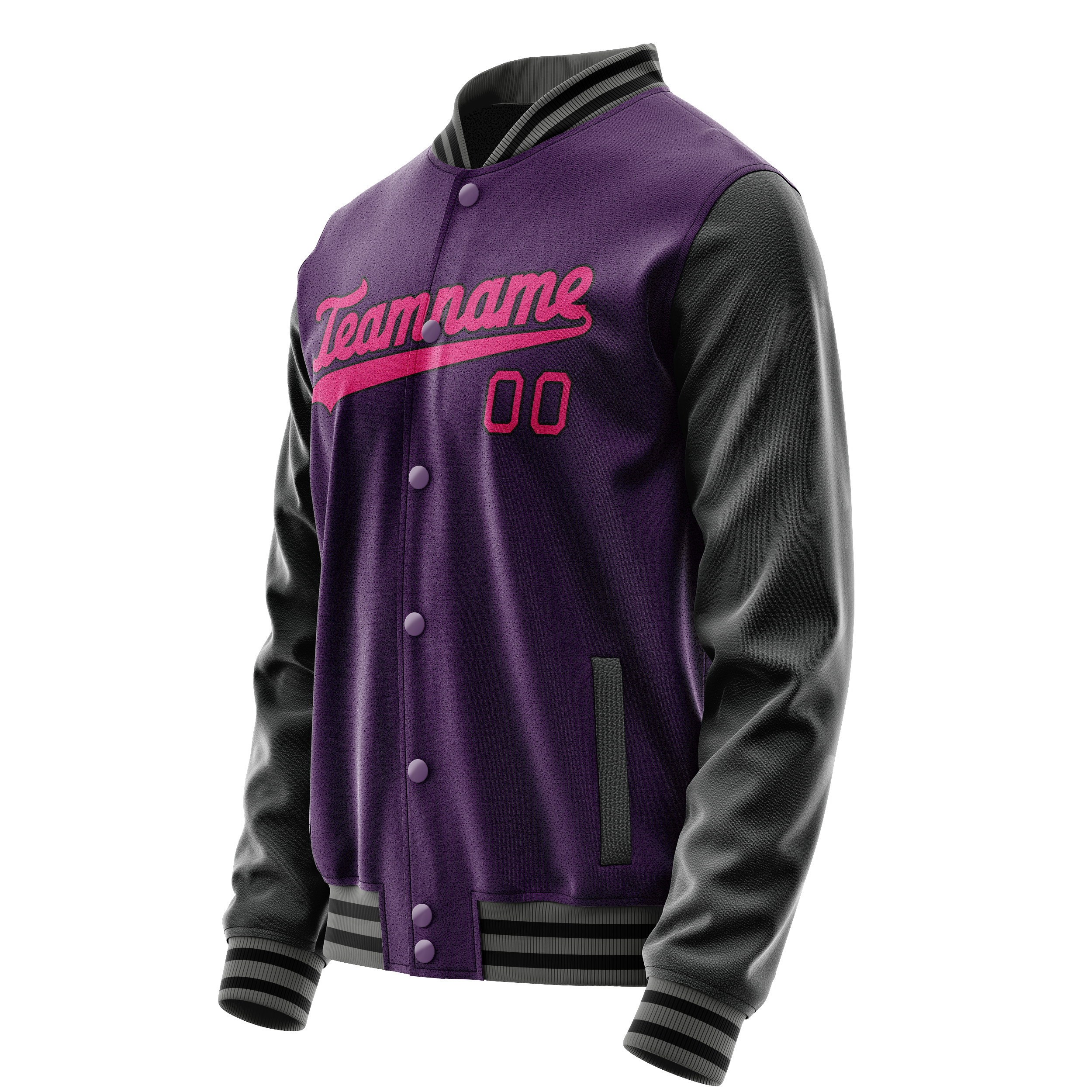 Custom Purple Pink Solid Color Varsity Letterman Jacket JA02240617KZ364