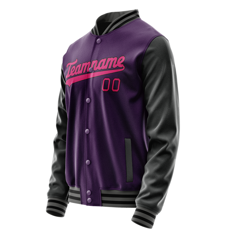 Custom Purple Pink Solid Color Varsity Letterman Jacket JA02240617KZ364