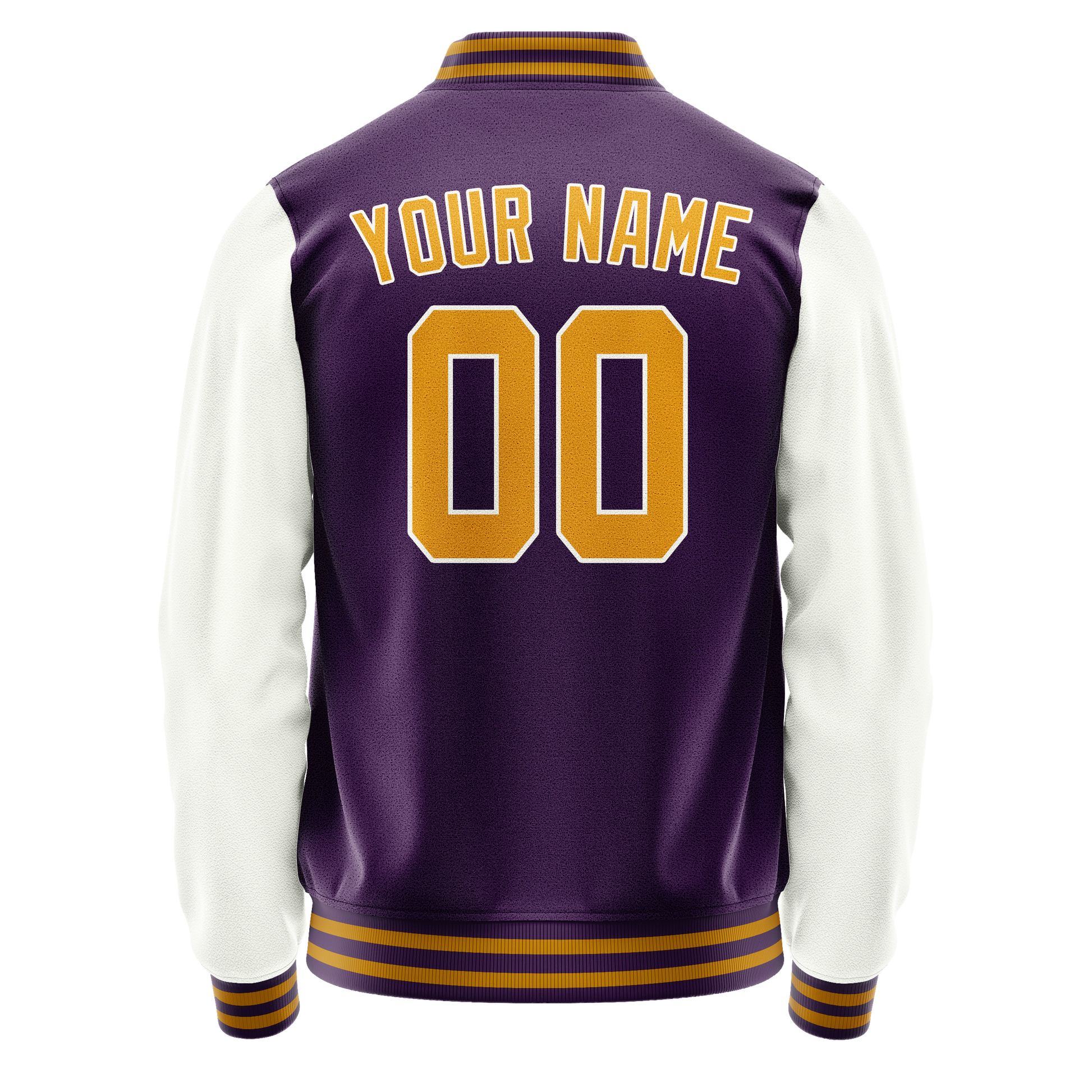 Custom Purple White Solid Color Varsity Letterman Jacket JA02240617KZ368