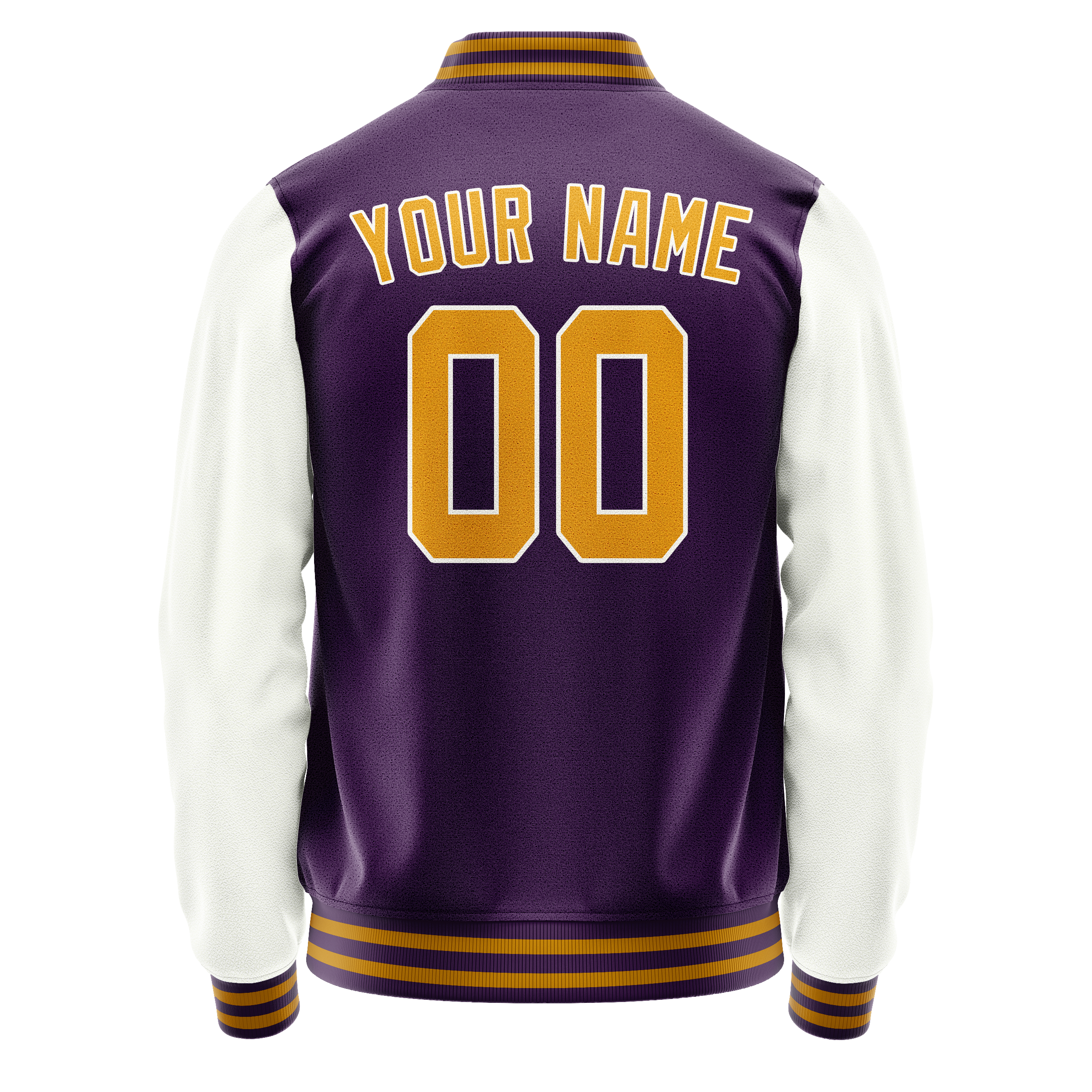 Custom Purple White Solid Color Varsity Letterman Jacket JA02240617KZ368