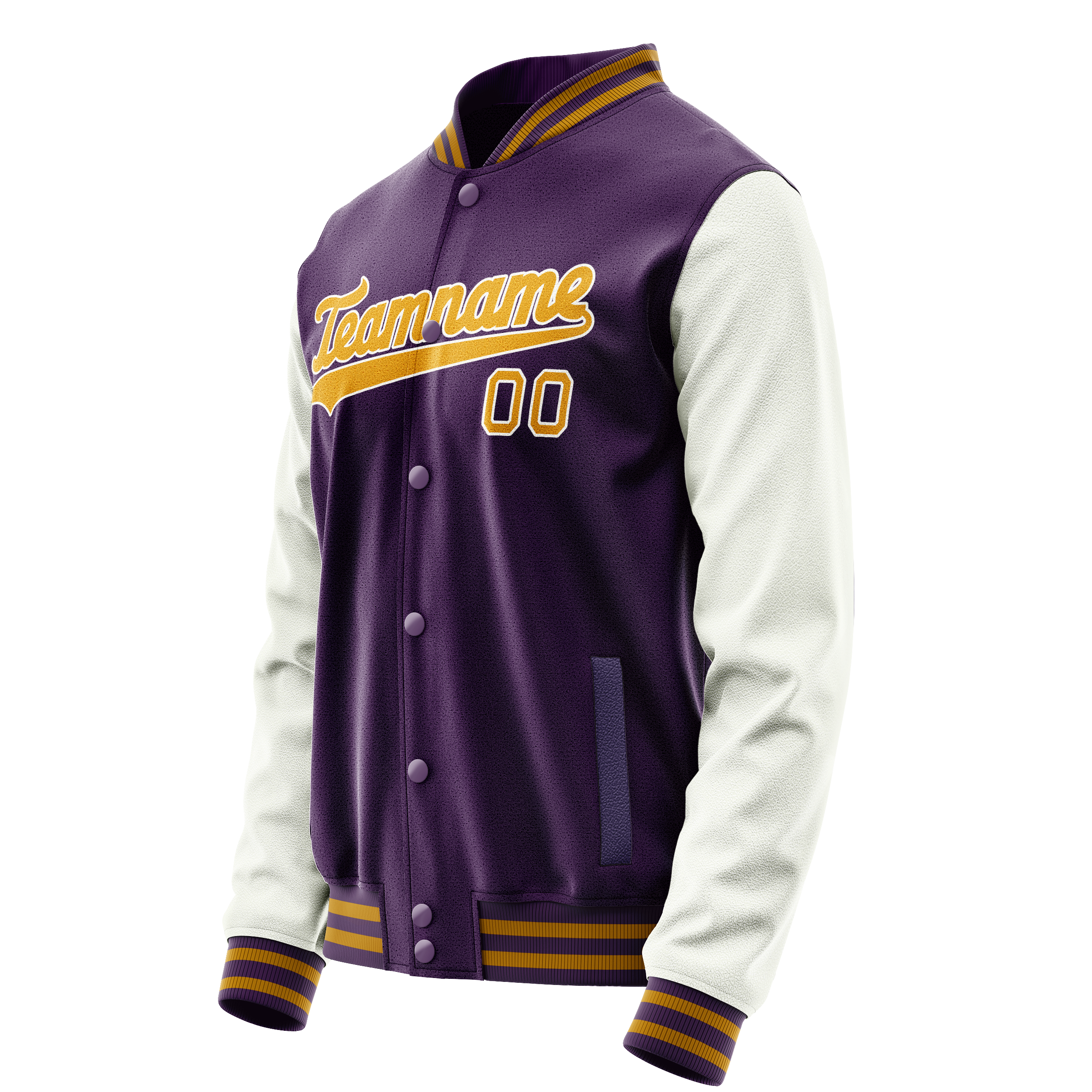 Custom Purple White Solid Color Varsity Letterman Jacket JA02240617KZ368