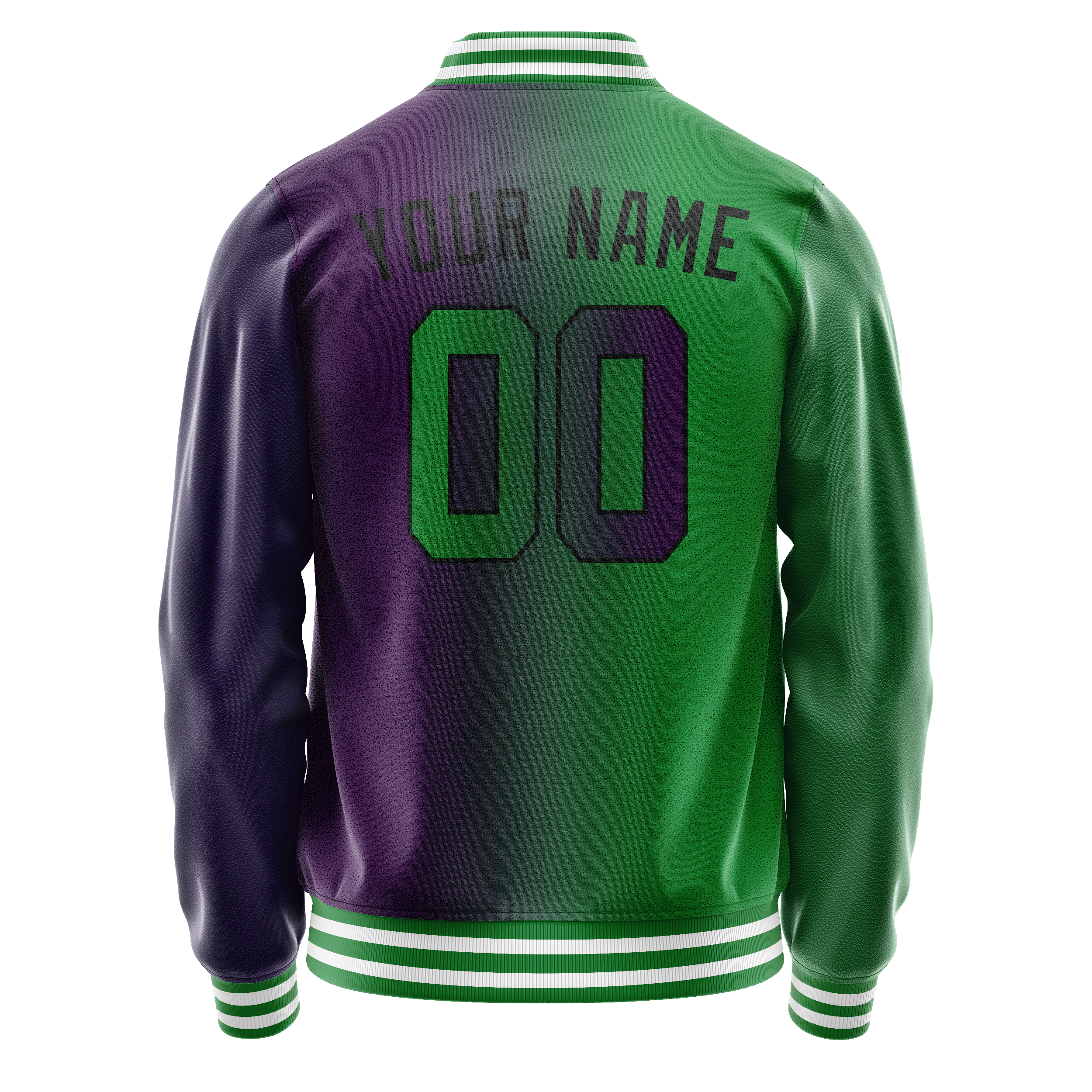 Custom Purple Kelly-Green Gradient Varsity Letterman Jacket JA02240617KZ370