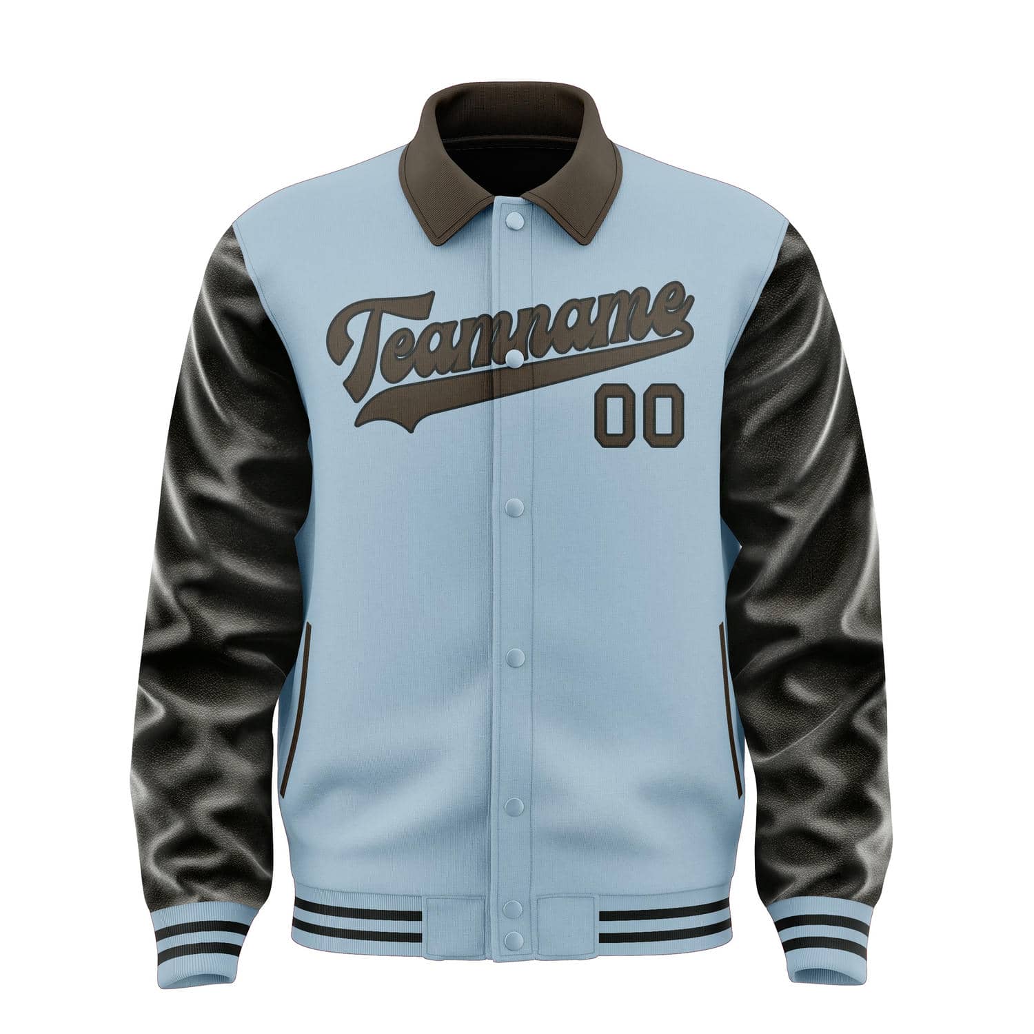 Custom Light Blue Brown Jacket