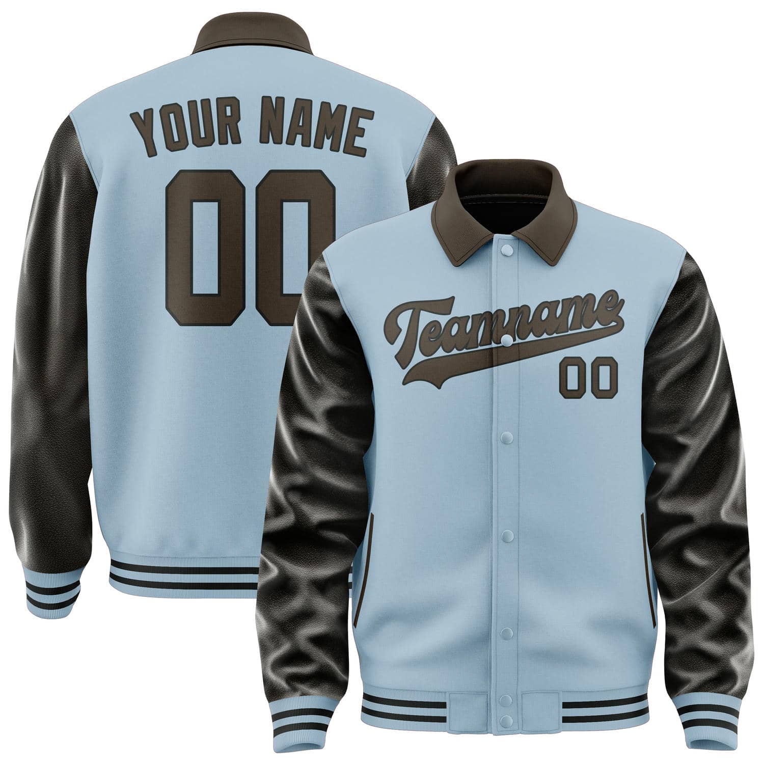 Custom Light Blue Brown Jacket