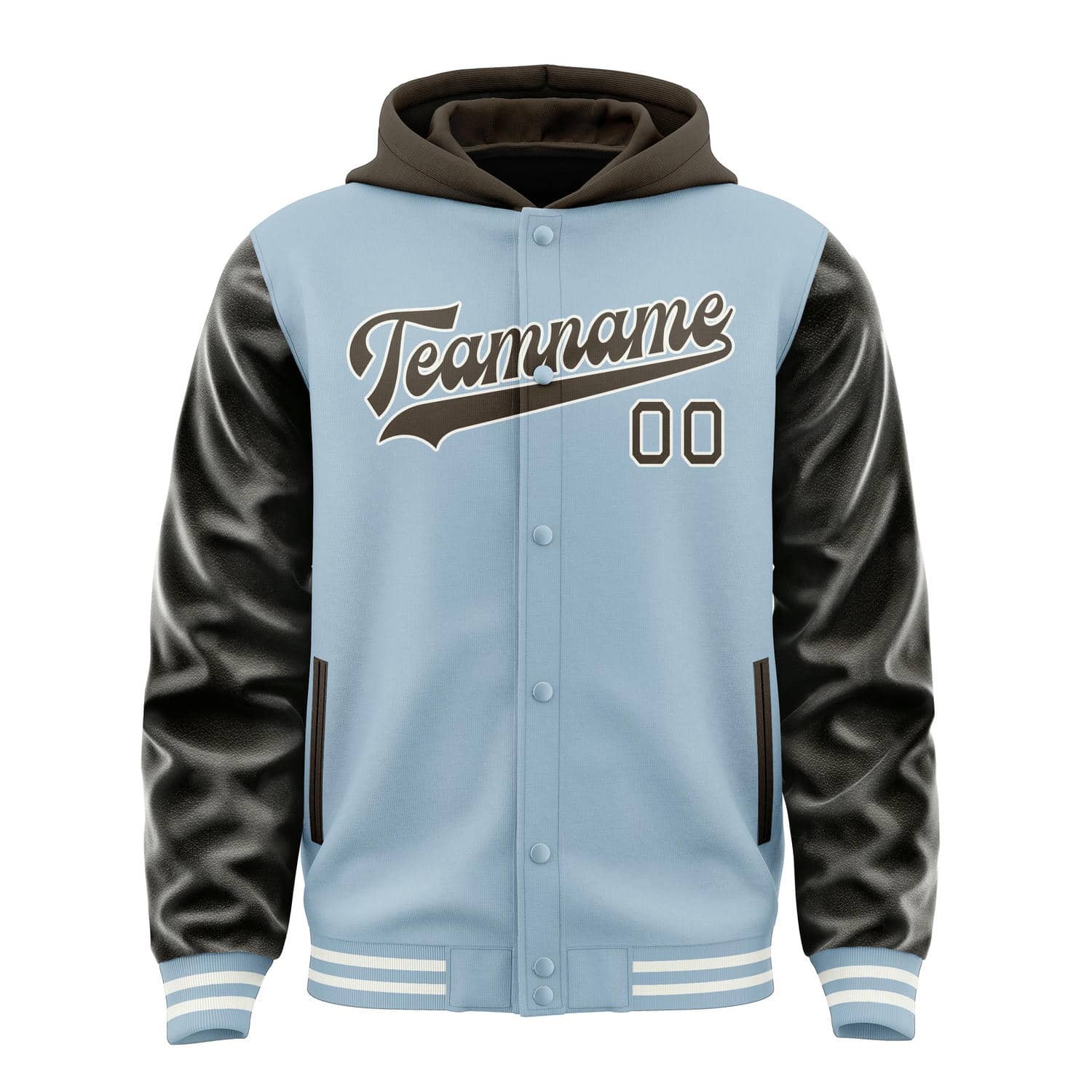 Custom Light Blue Brown Jacket