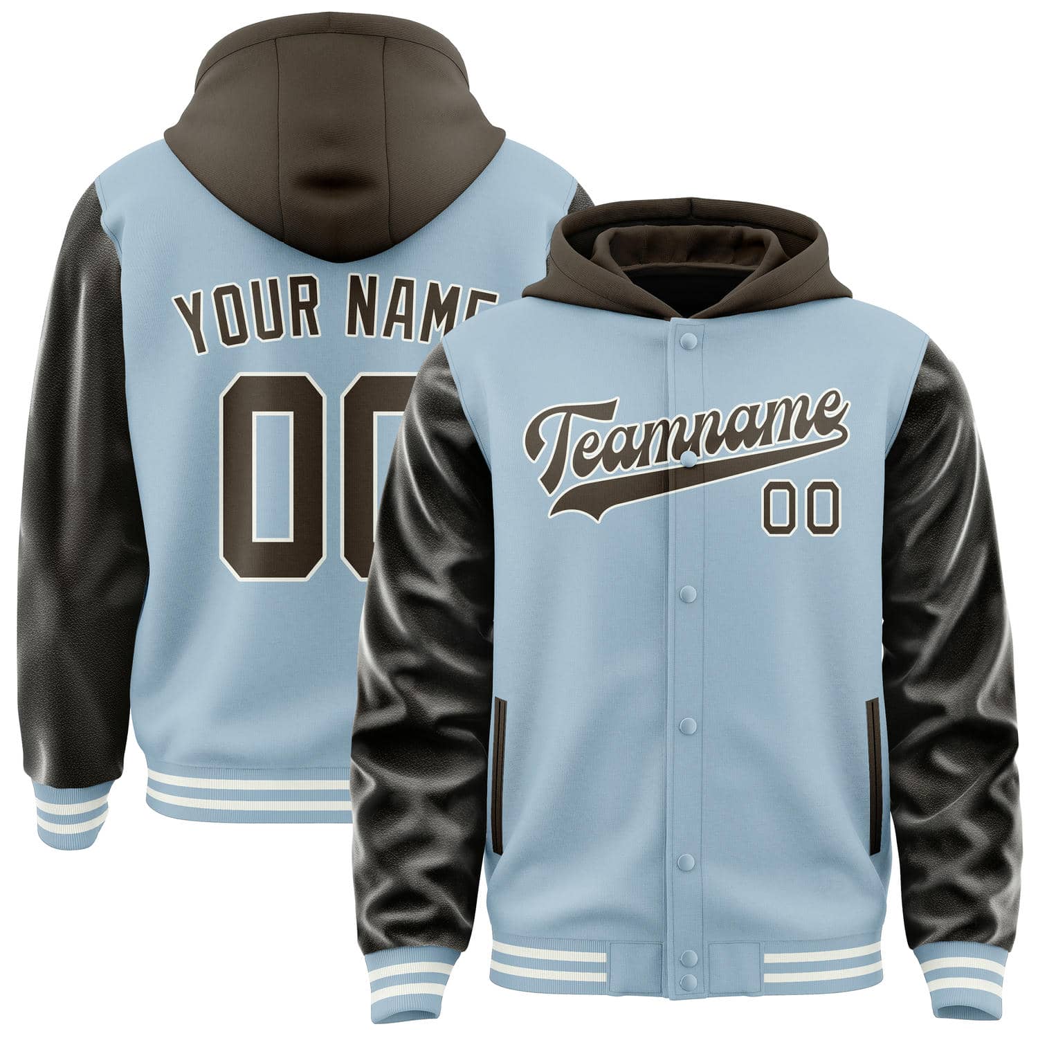 Custom Light Blue Brown Jacket