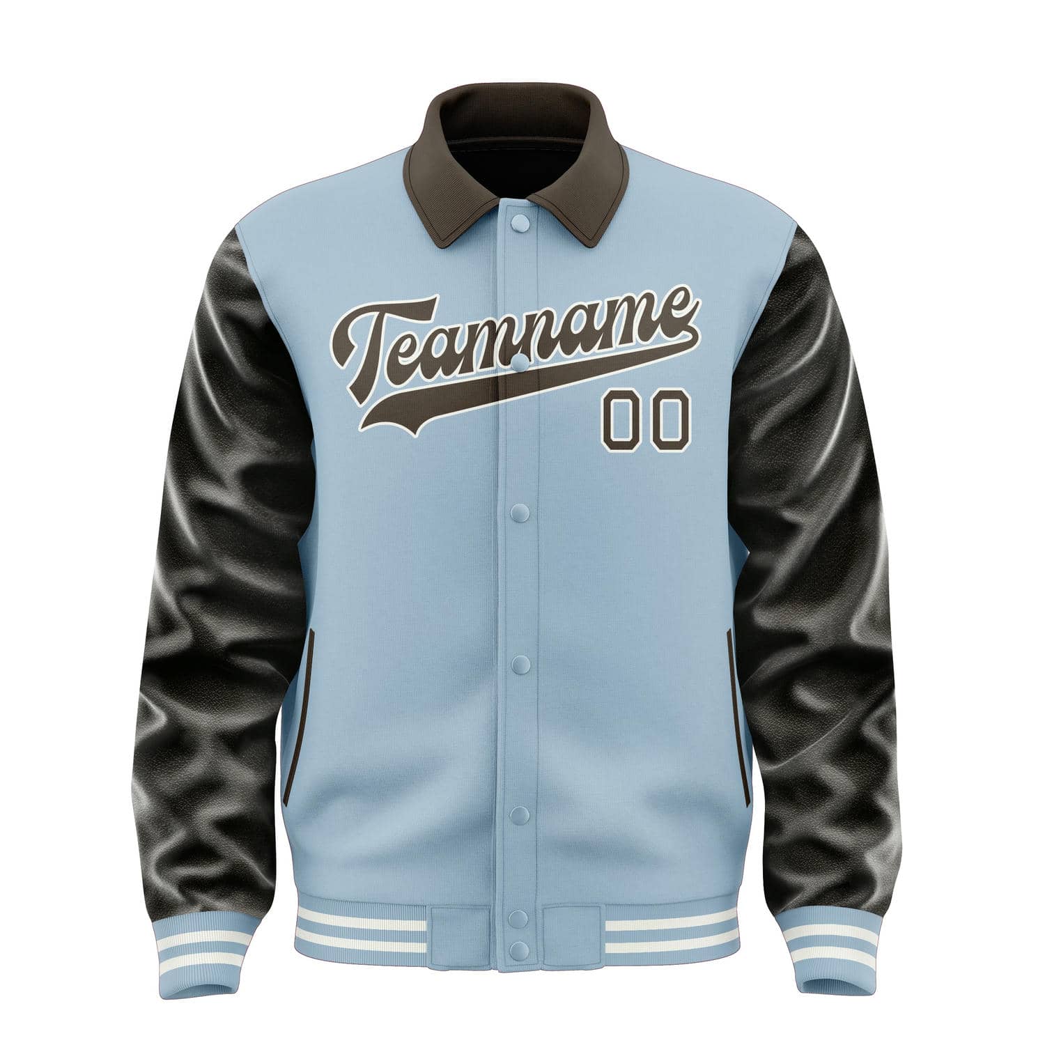 Custom Light Blue Brown Jacket