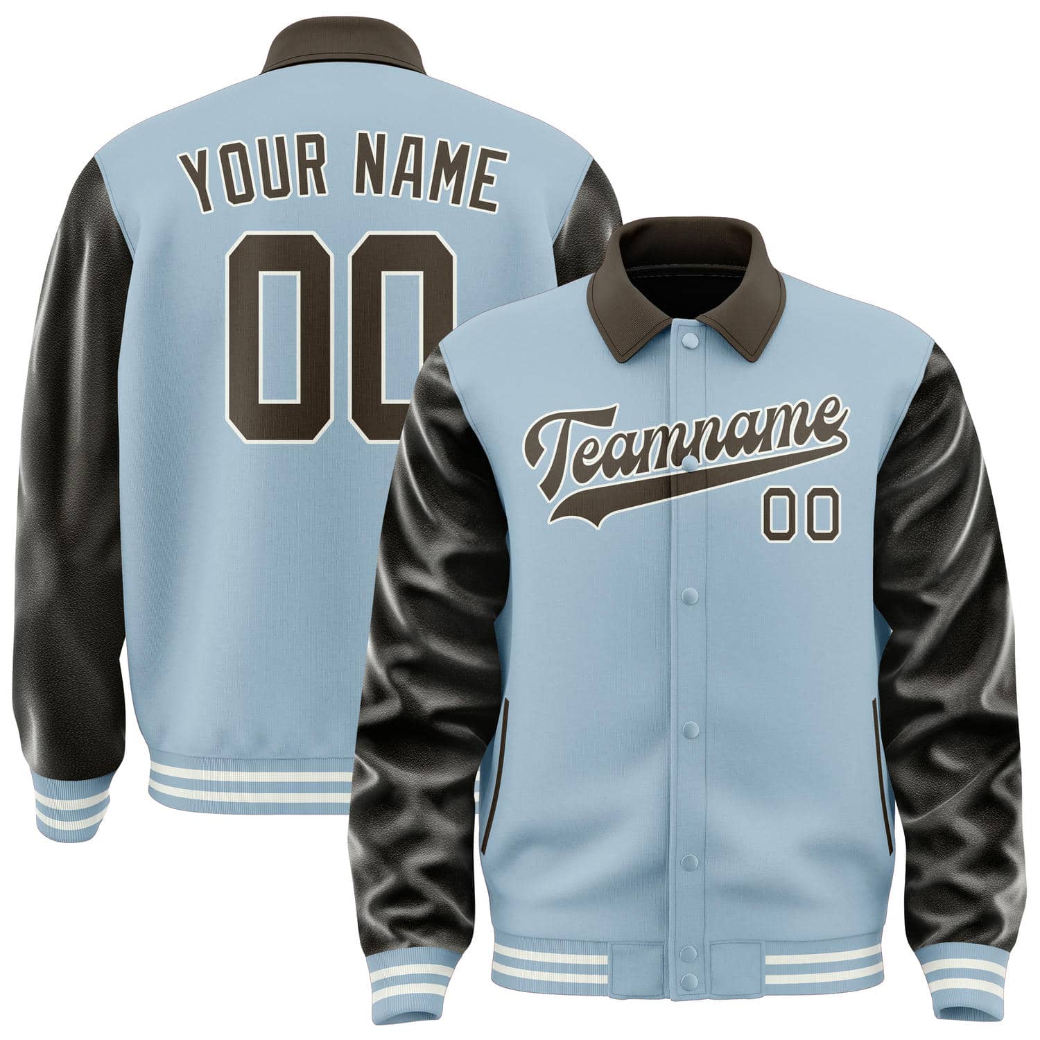 Custom Light Blue Brown Jacket