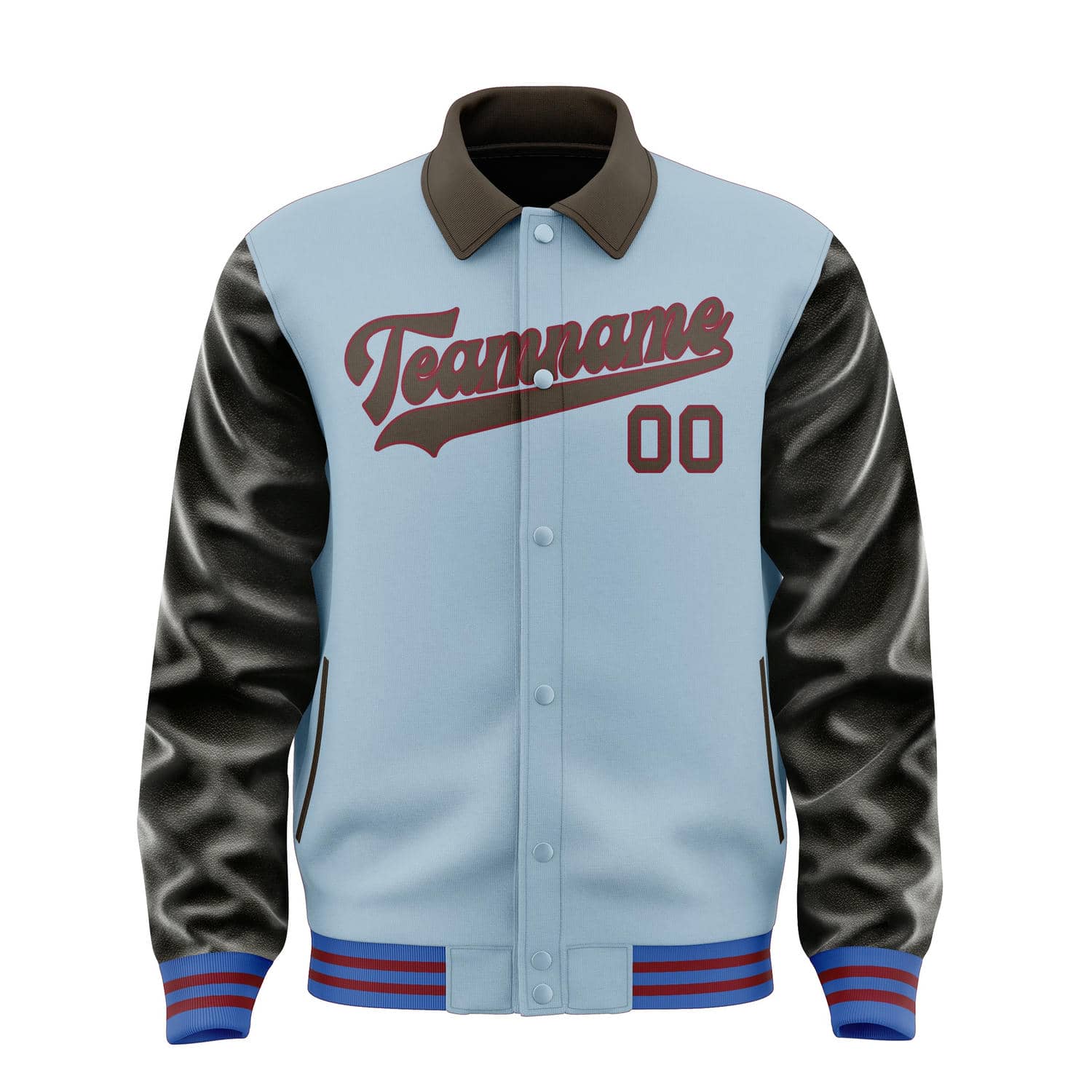 Custom Light Blue Brown Jacket