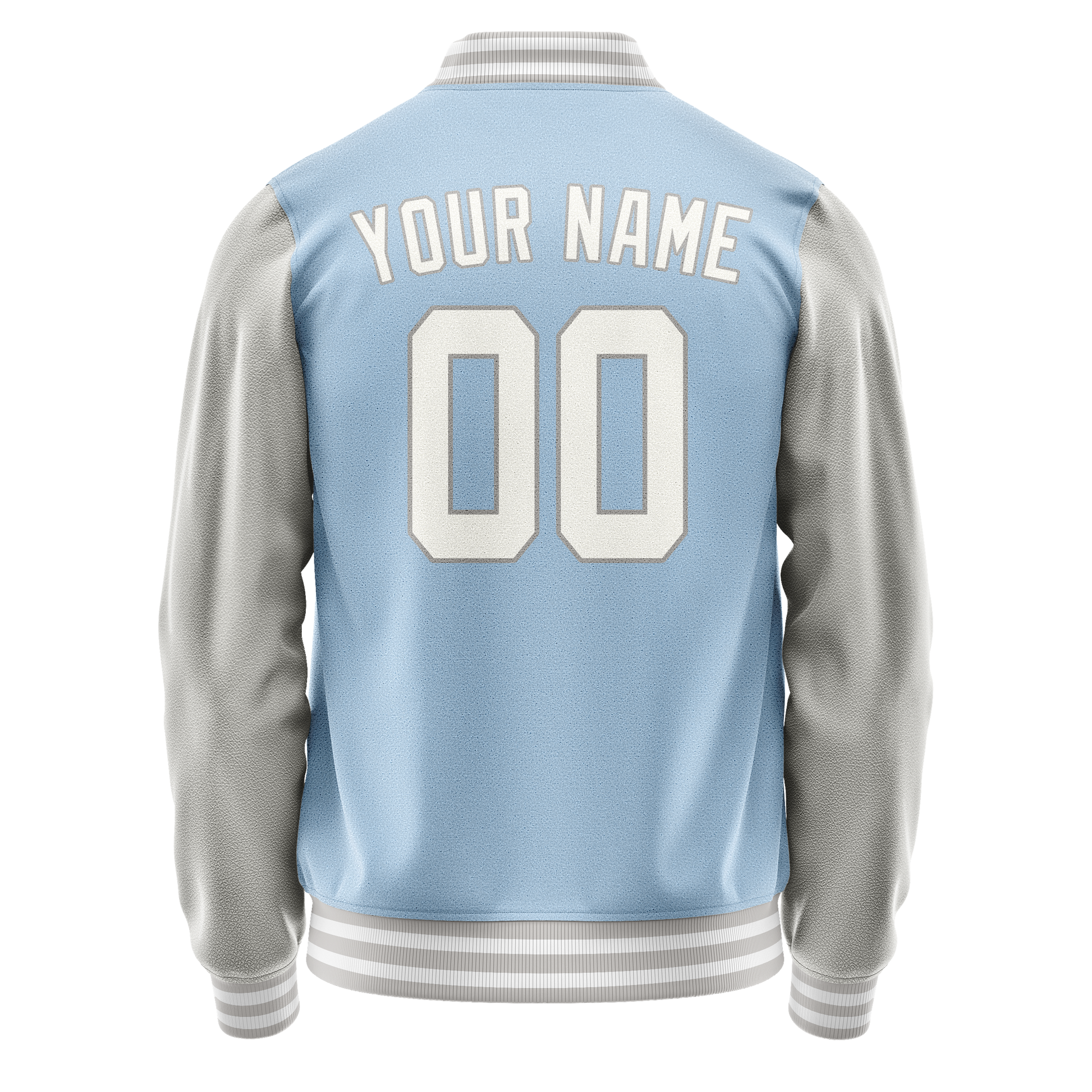 Custom Light-Blue Gray Solid Color Varsity Letterman Jacket JA02240617JC261