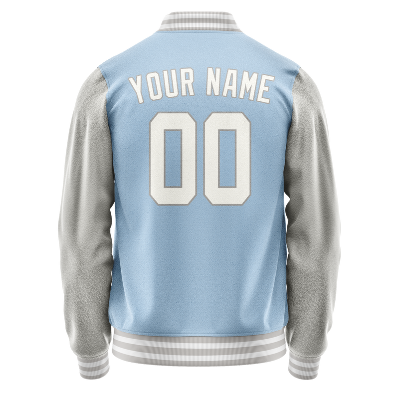 Custom Light-Blue Gray Solid Color Varsity Letterman Jacket JA02240617JC261