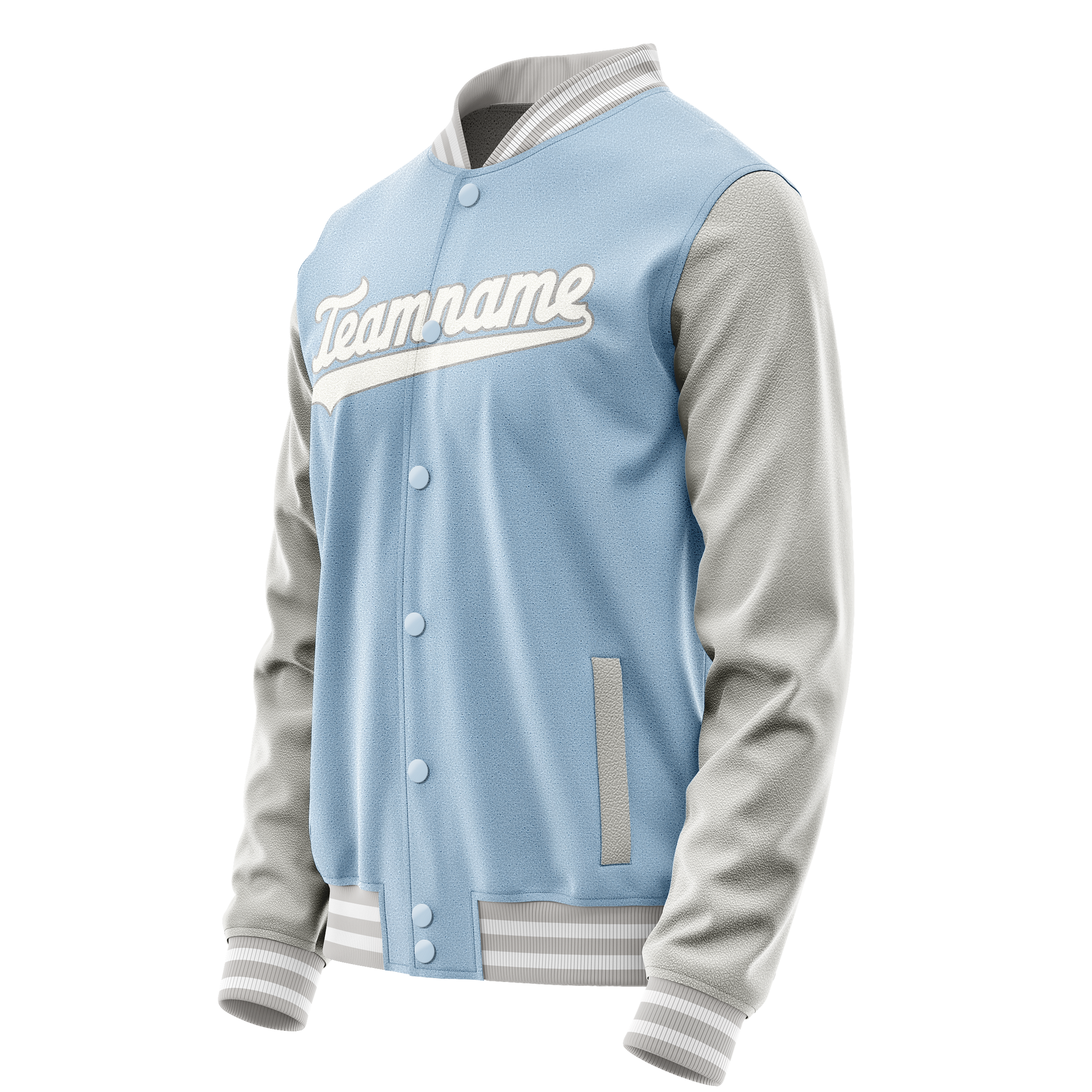 Custom Light-Blue Gray Solid Color Varsity Letterman Jacket JA02240617JC261