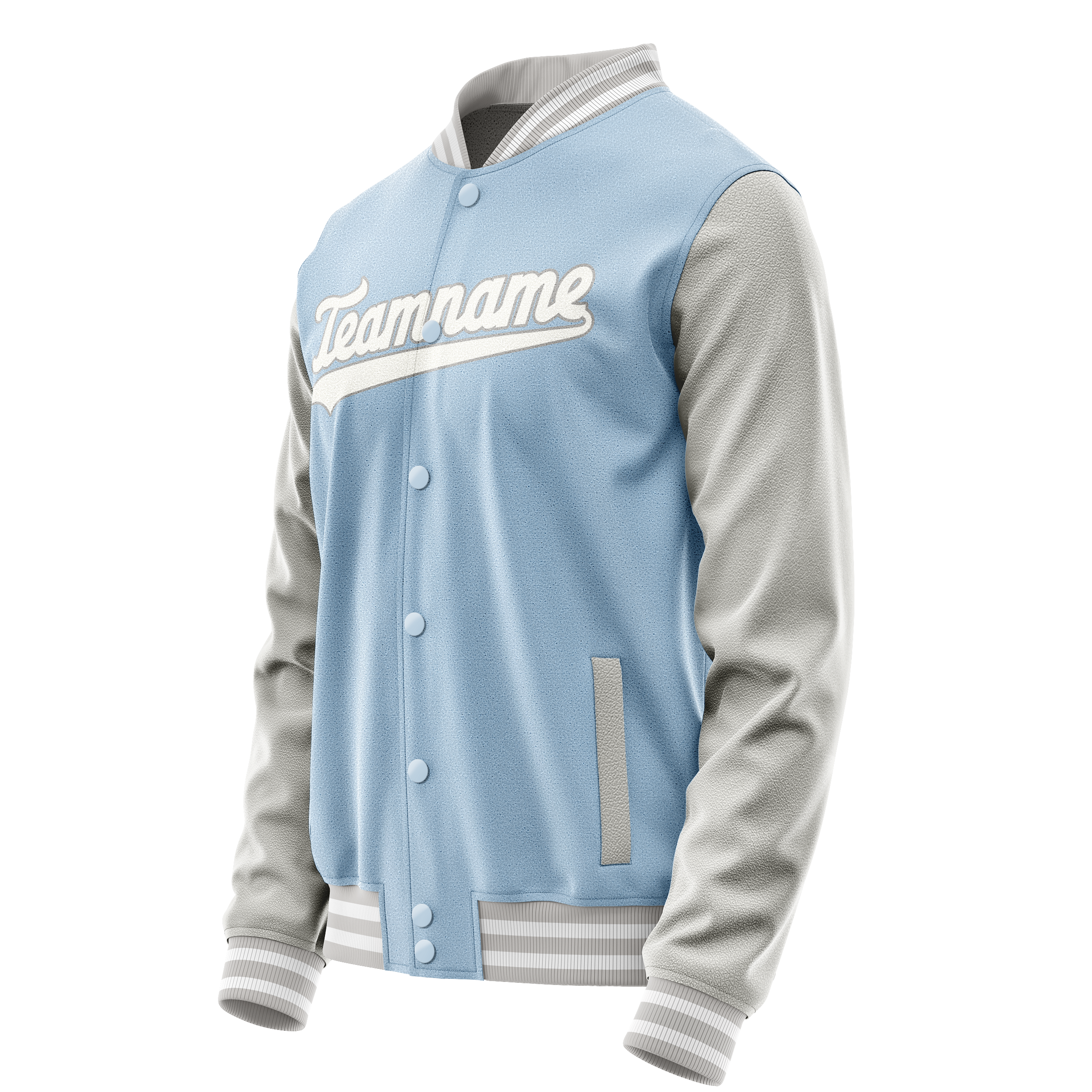 Custom Light-Blue Gray Solid Color Varsity Letterman Jacket JA02240617JC261