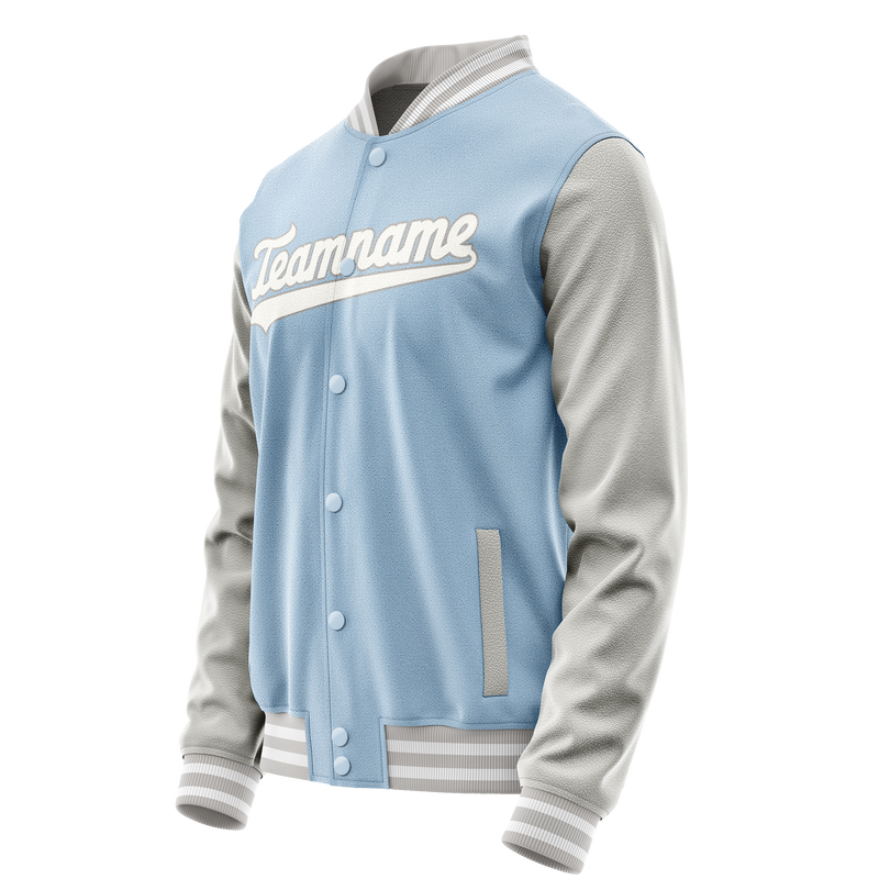 Custom Light-Blue Gray Solid Color Varsity Letterman Jacket JA02240617JC261