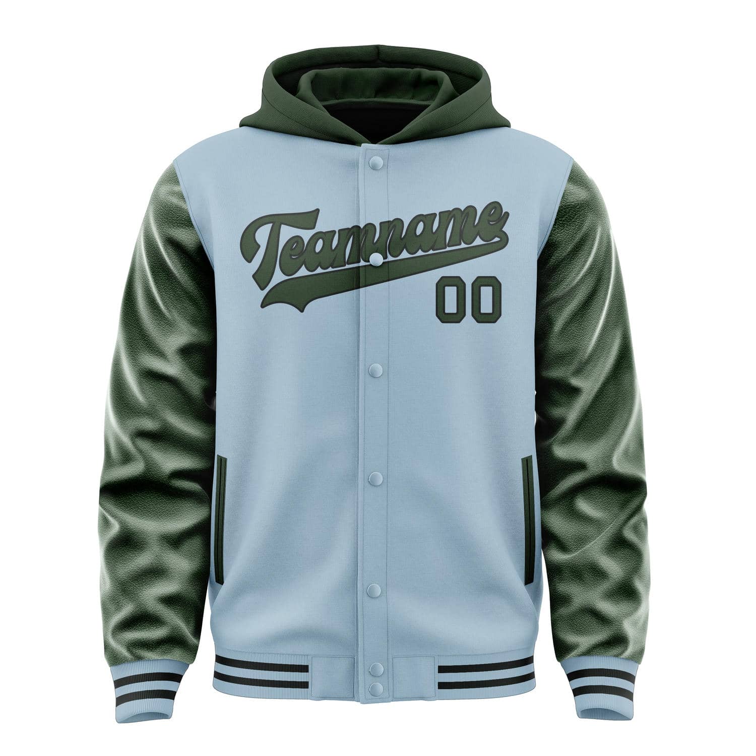Custom Light Blue Dark Green Jacket