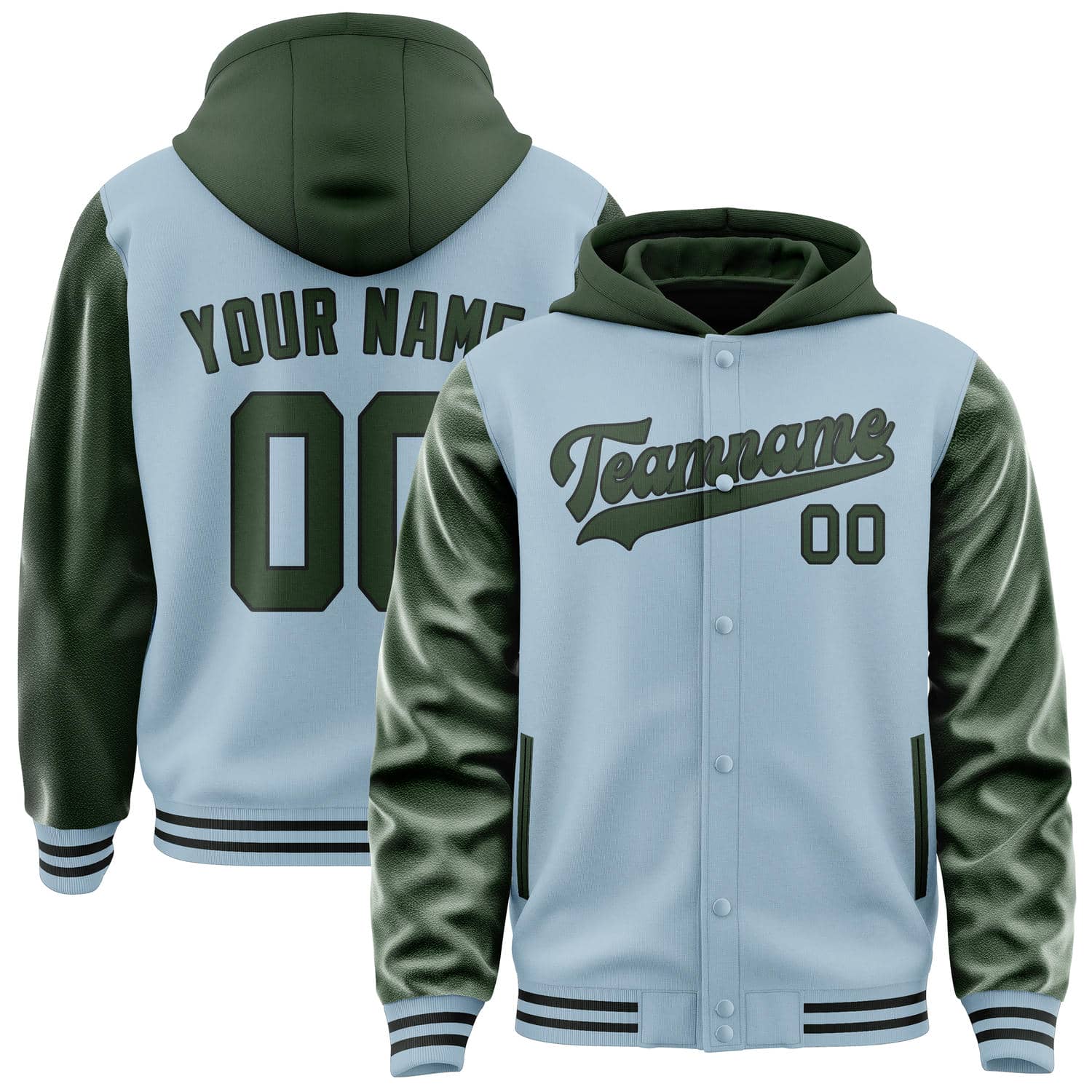 Custom Light Blue Dark Green Jacket