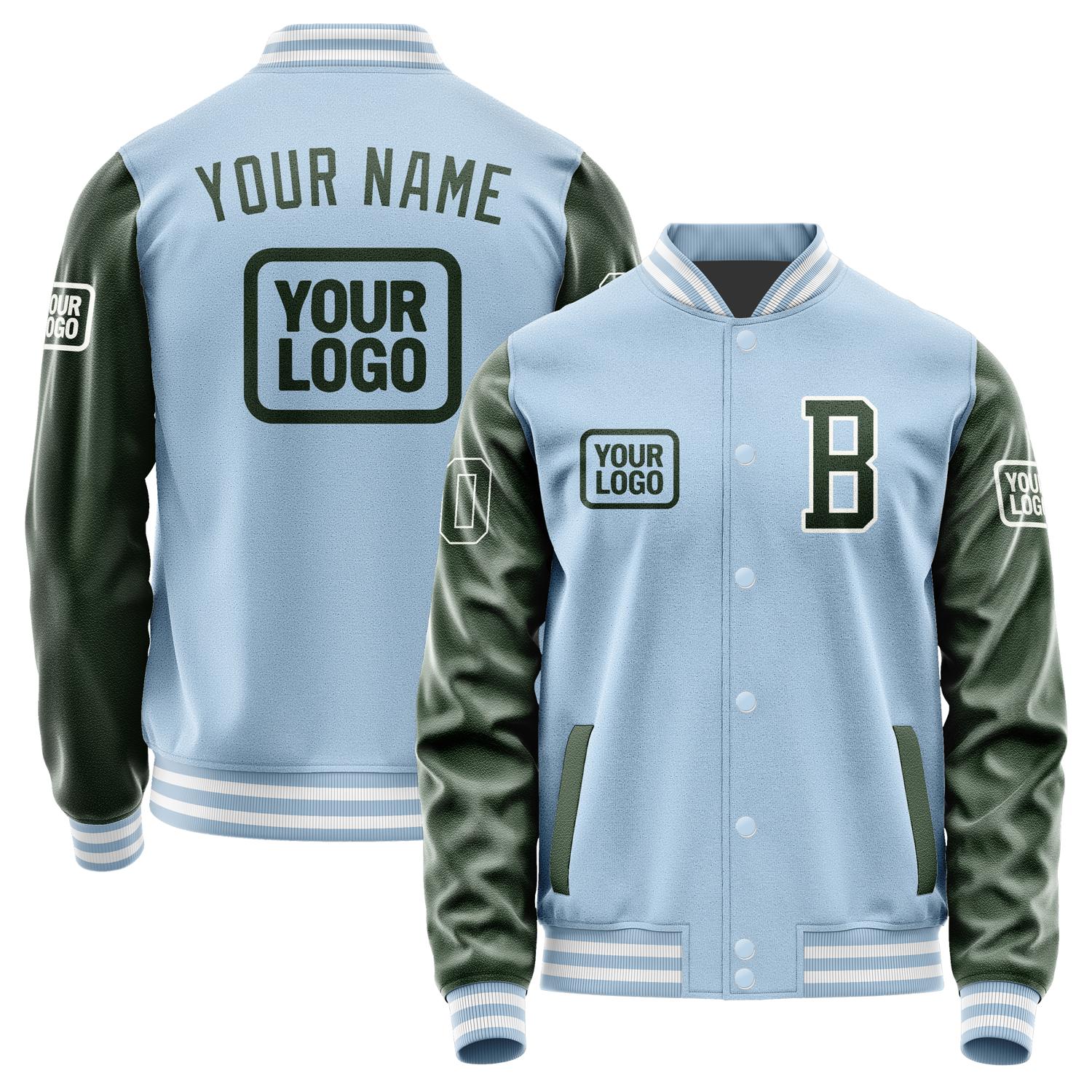 Custom Light Blue Dark Green Jacket JA080806081818060618
