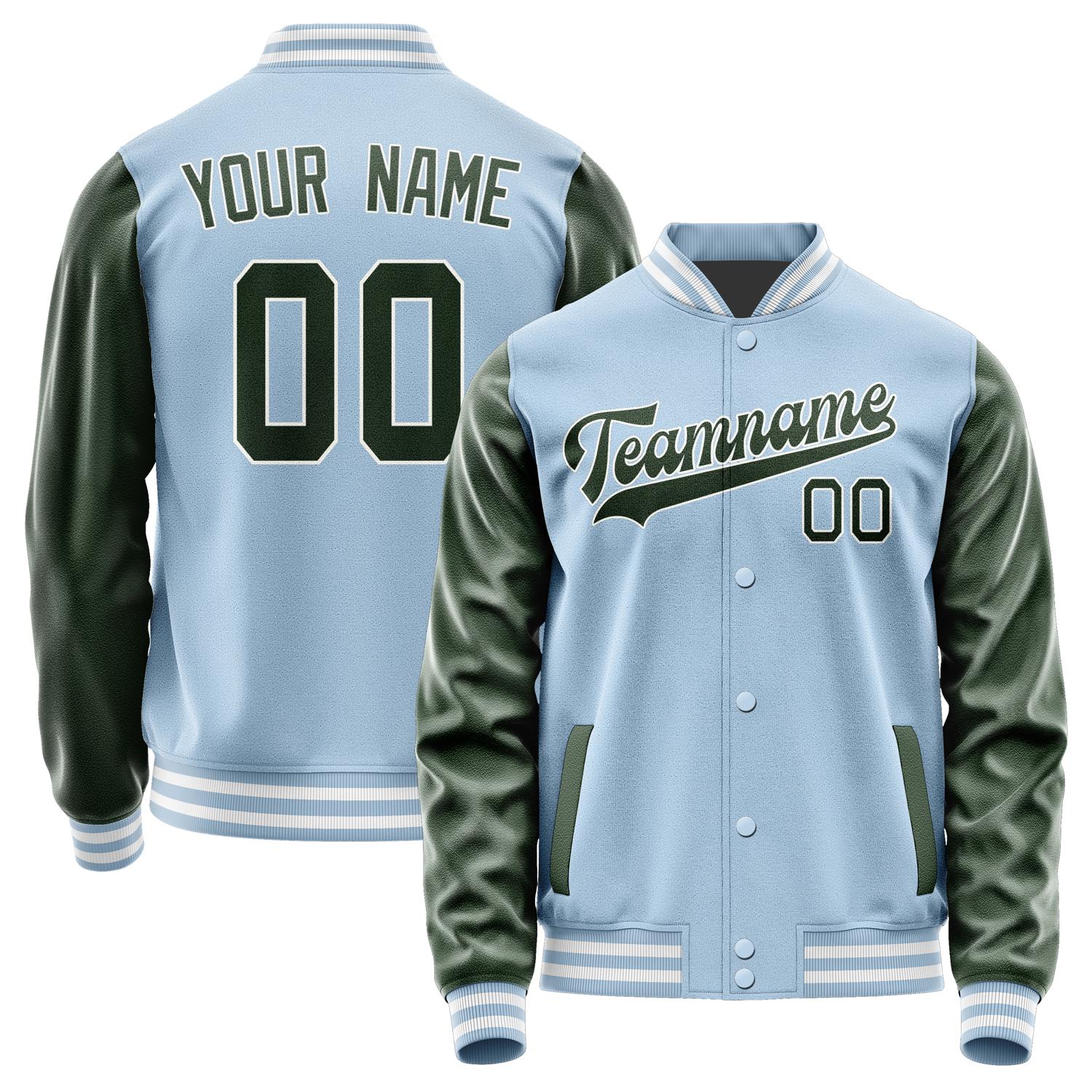 Custom Light Blue Dark Green Jacket JA0808060818B31806