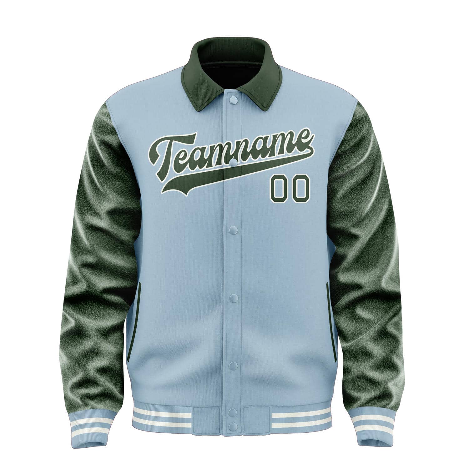 Custom Light Blue Dark Green Jacket
