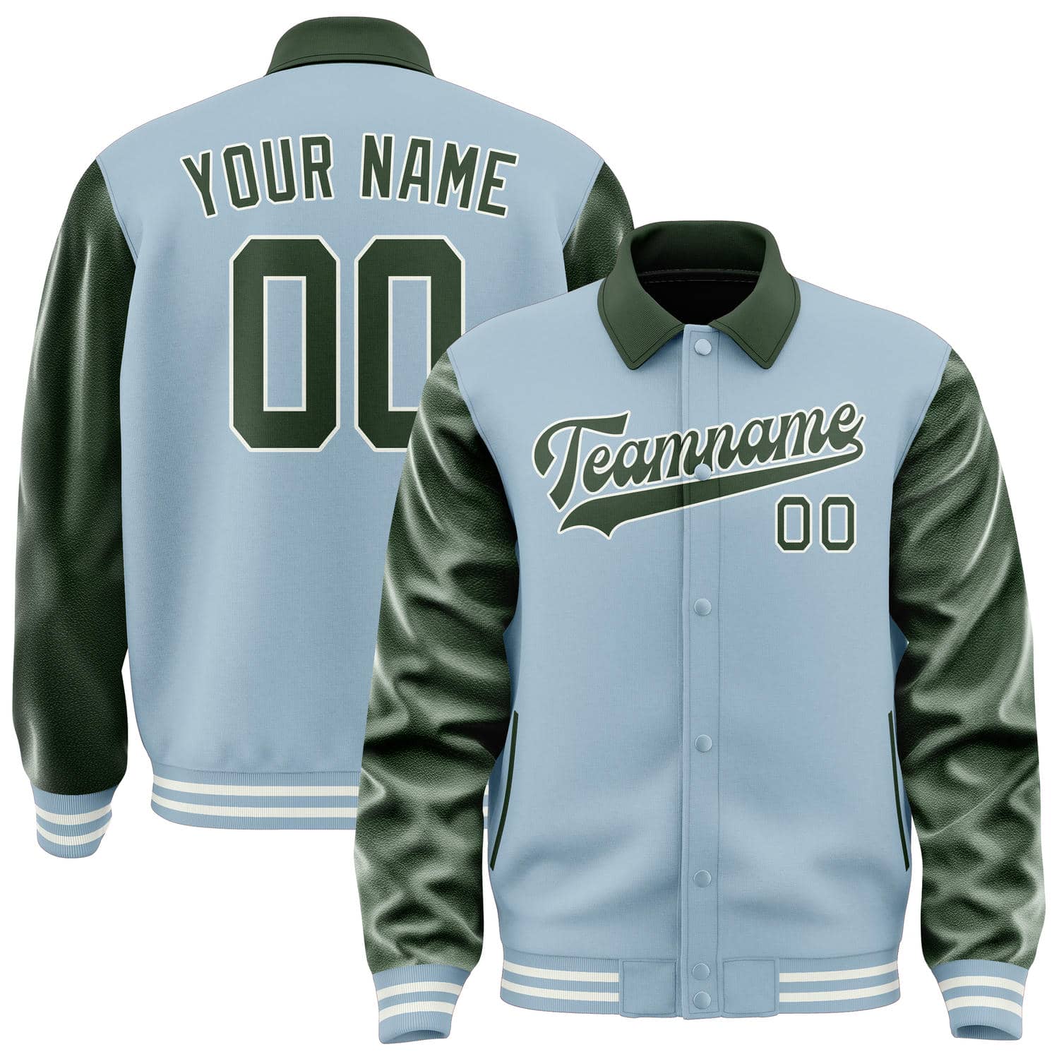Custom Light Blue Dark Green Jacket