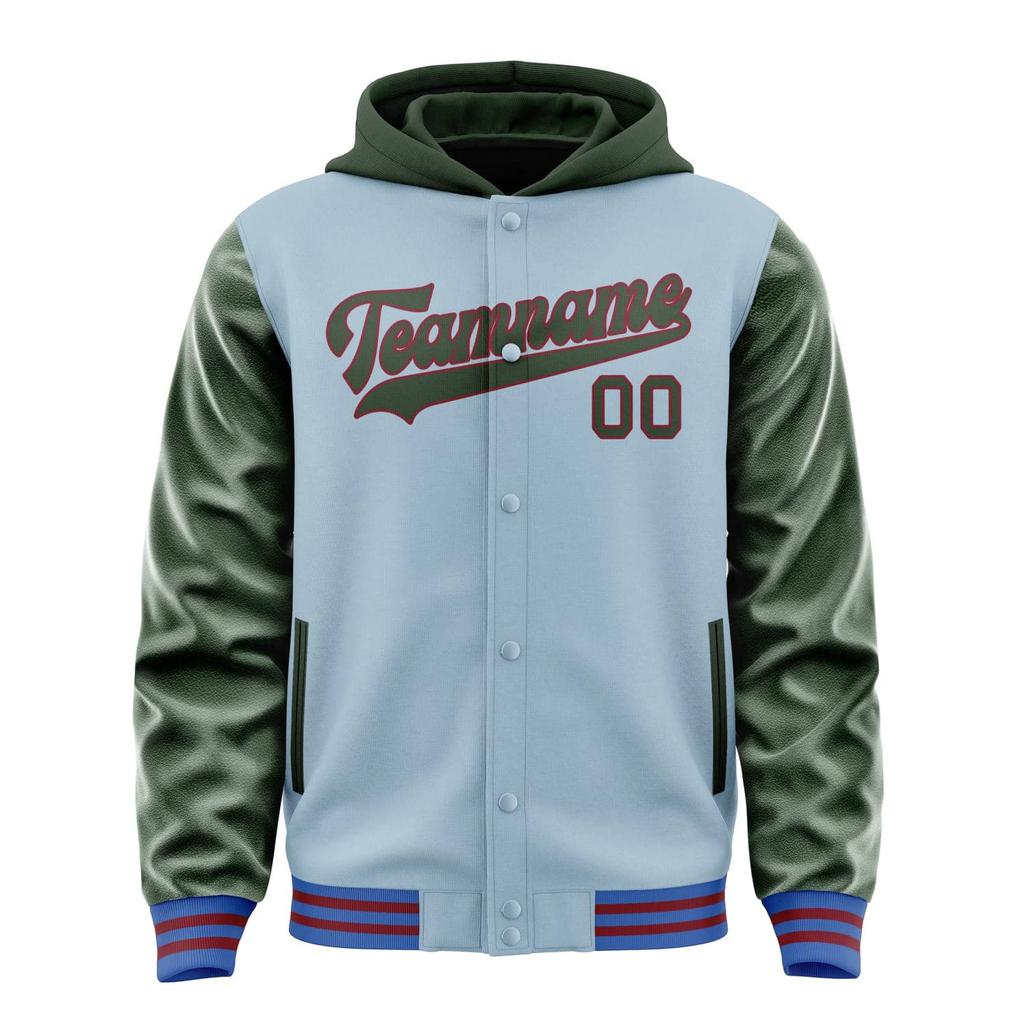 Custom Light Blue Dark Green Jacket