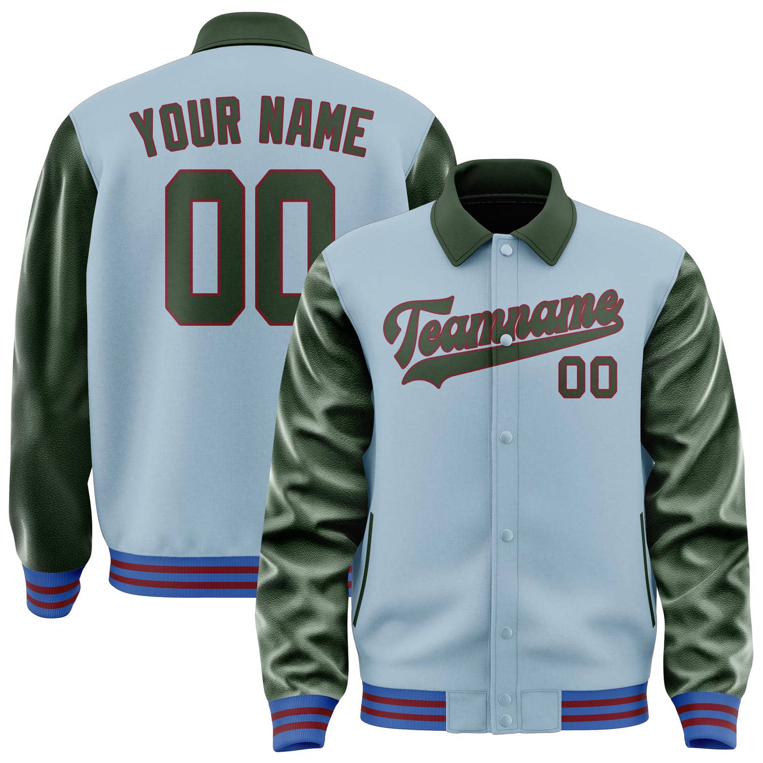 Custom Light Blue Dark Green Jacket
