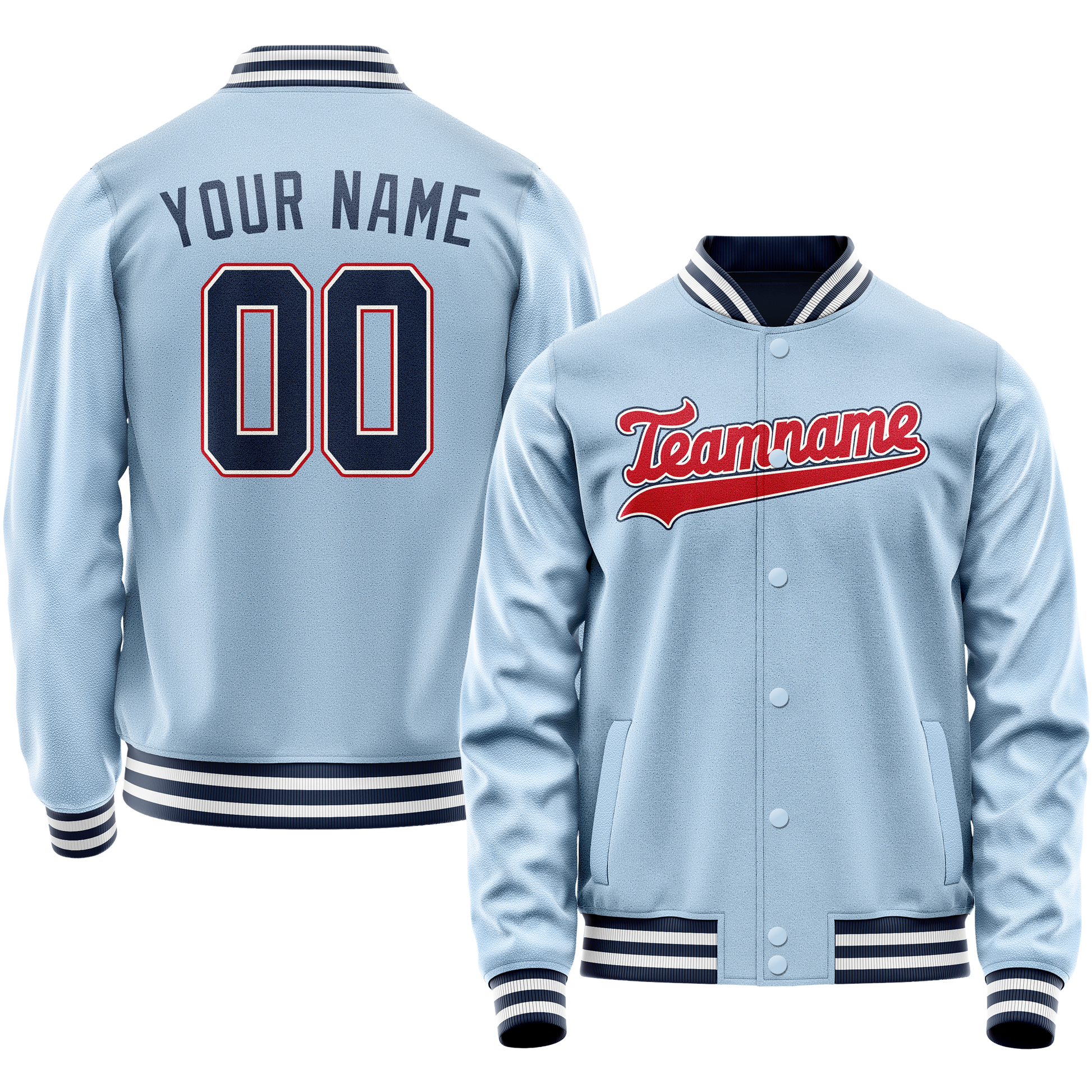 Custom Light-Blue Royal Solid Color Varsity Letterman Jacket JA02240617JC248