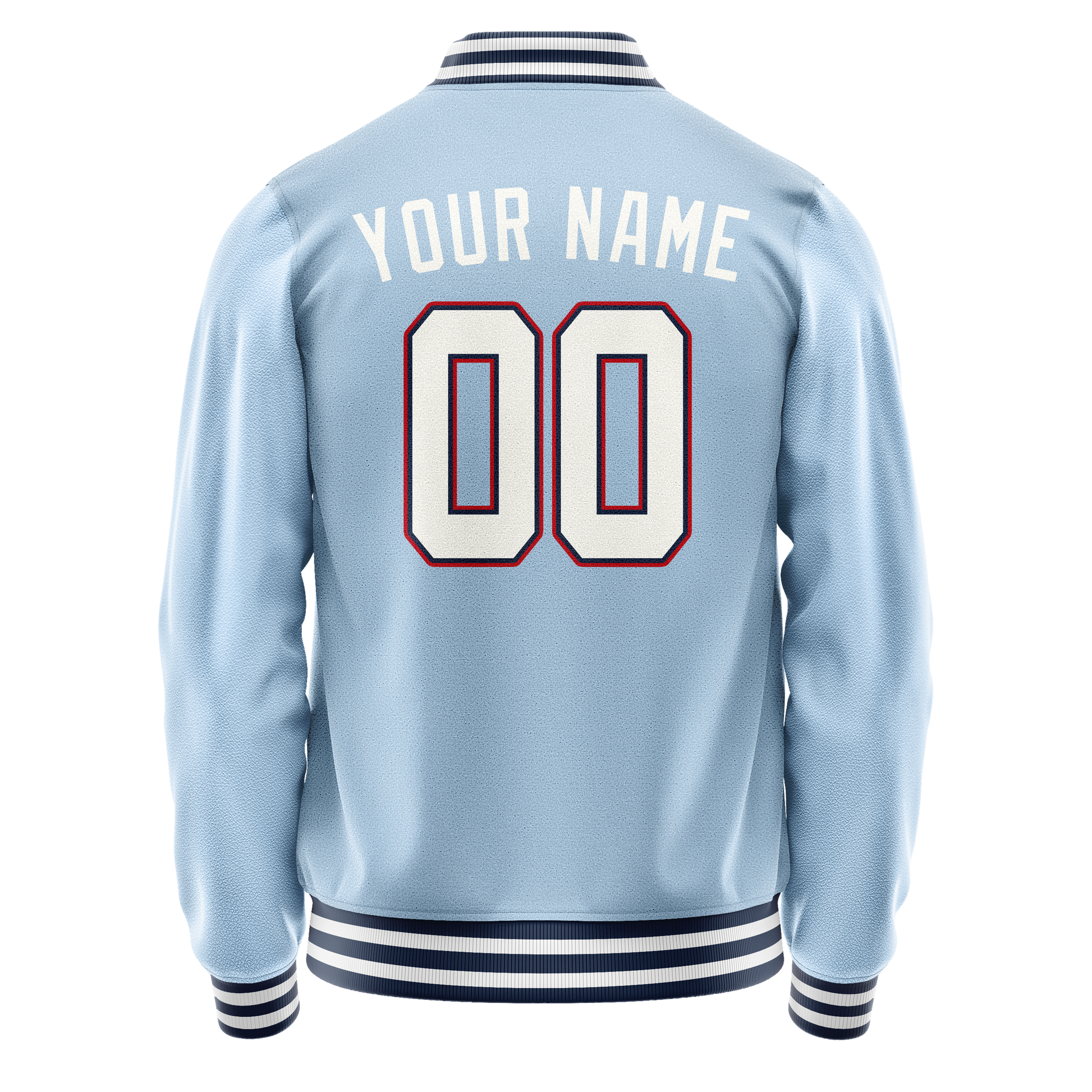 Custom Light-Blue White Solid Color Varsity Letterman Jacket JA02240617JC237