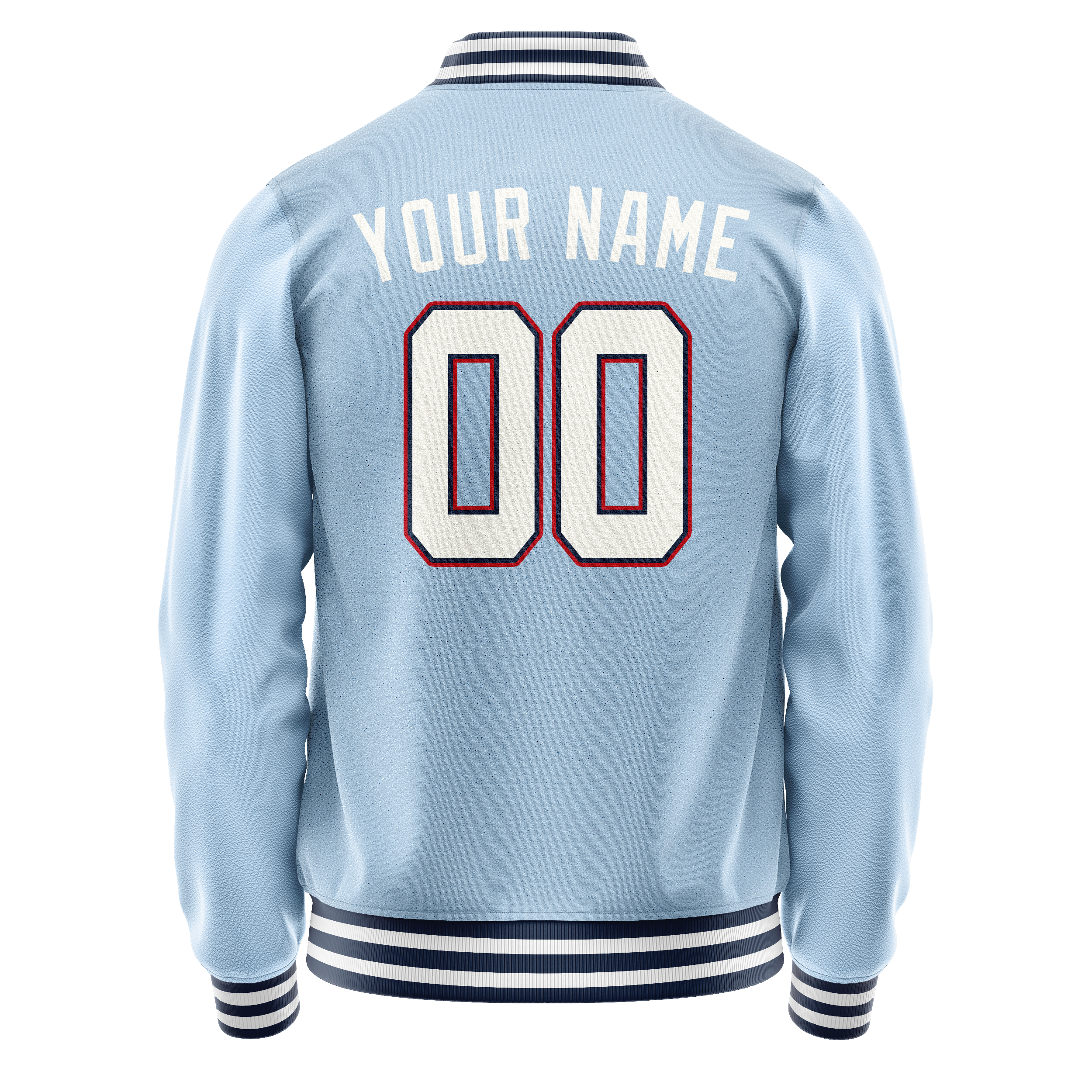 Custom Light-Blue White Solid Color Varsity Letterman Jacket JA02240617JC237