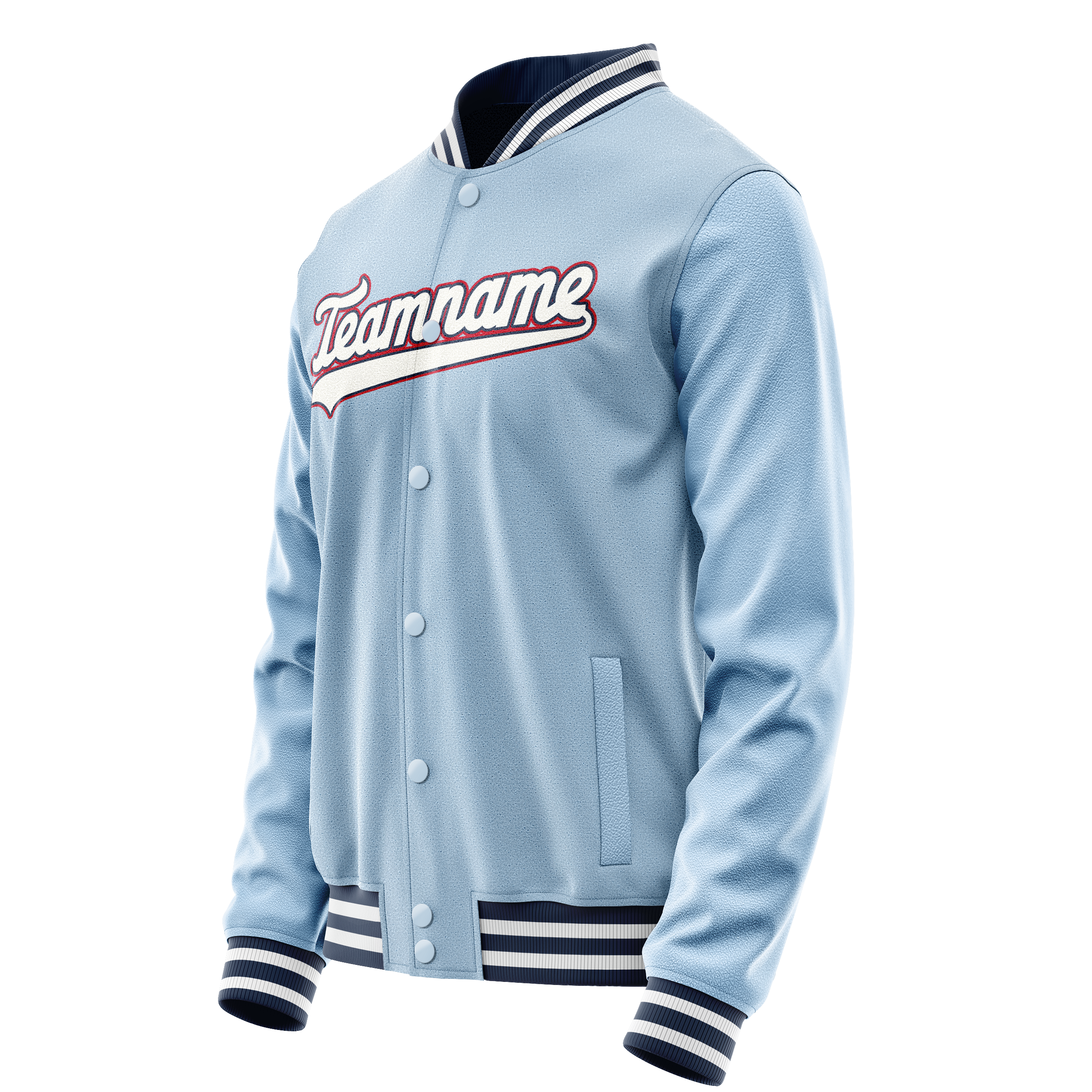 Custom Light-Blue White Solid Color Varsity Letterman Jacket JA02240617JC237