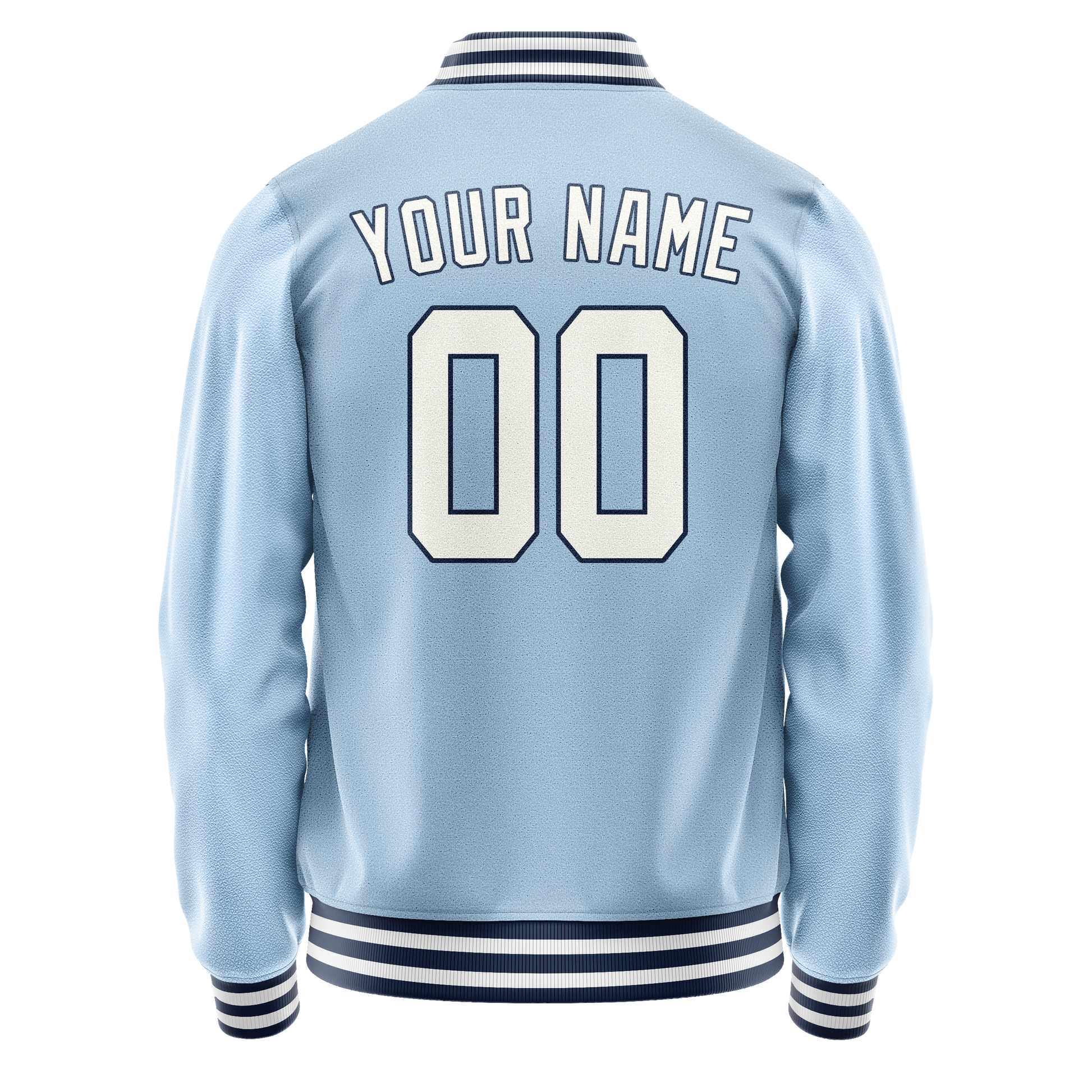 Custom Light-Blue White Solid Color Varsity Letterman Jacket JA02240617JC264