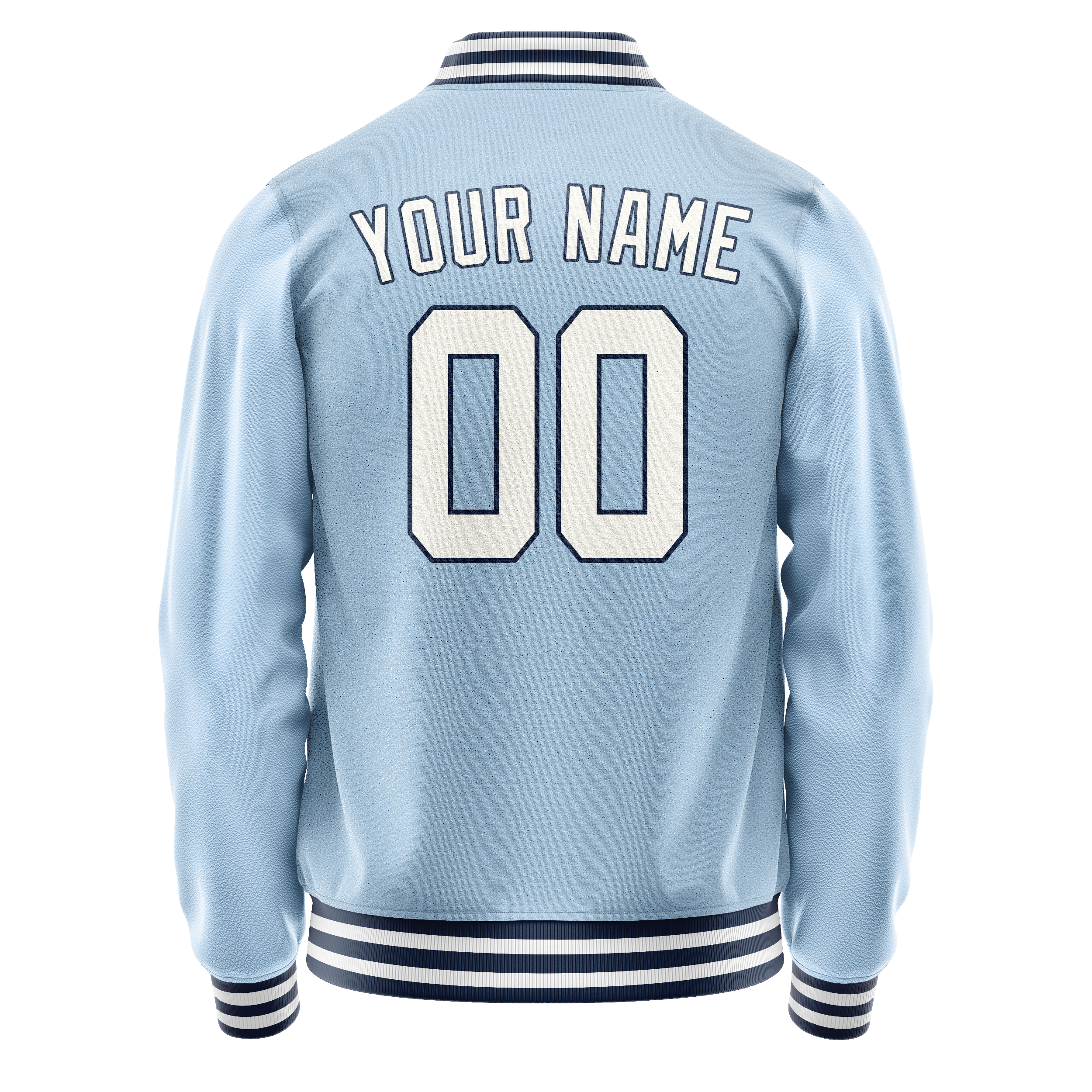 Custom Light-Blue White Solid Color Varsity Letterman Jacket JA02240617JC264