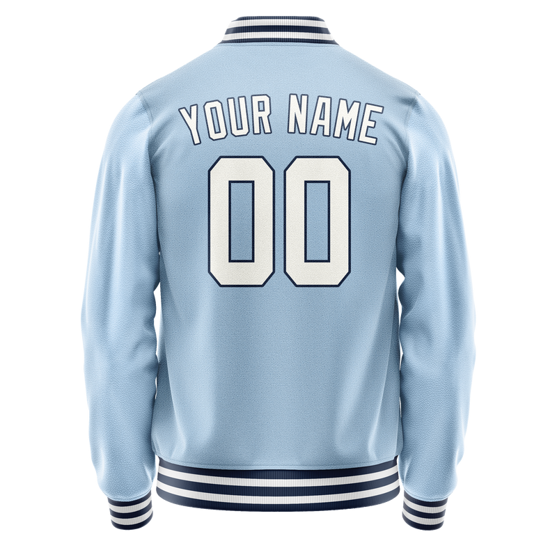 Custom Light-Blue White Solid Color Varsity Letterman Jacket JA02240617JC264