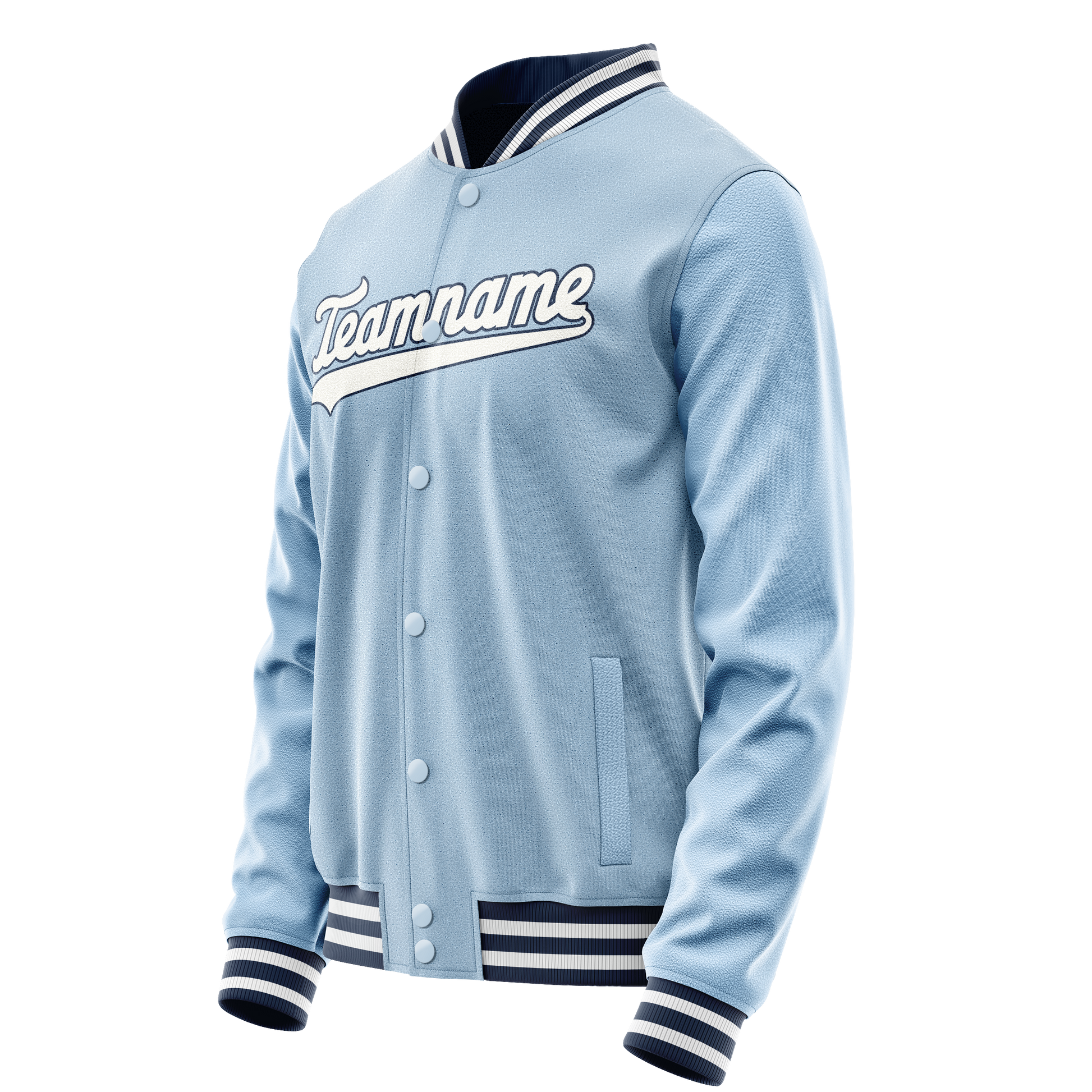 Custom Light-Blue White Solid Color Varsity Letterman Jacket JA02240617JC264
