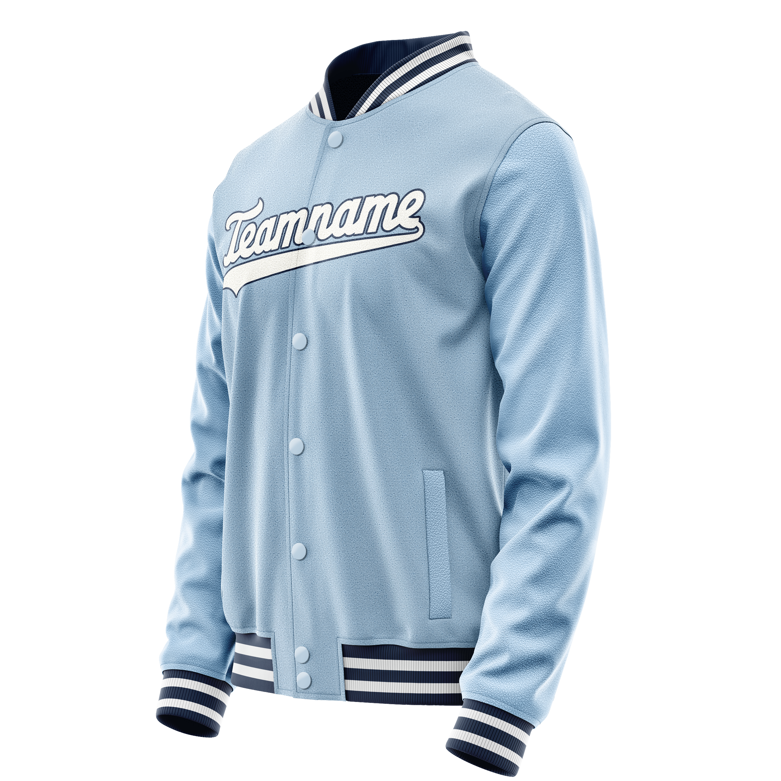 Custom Light-Blue White Solid Color Varsity Letterman Jacket JA02240617JC264