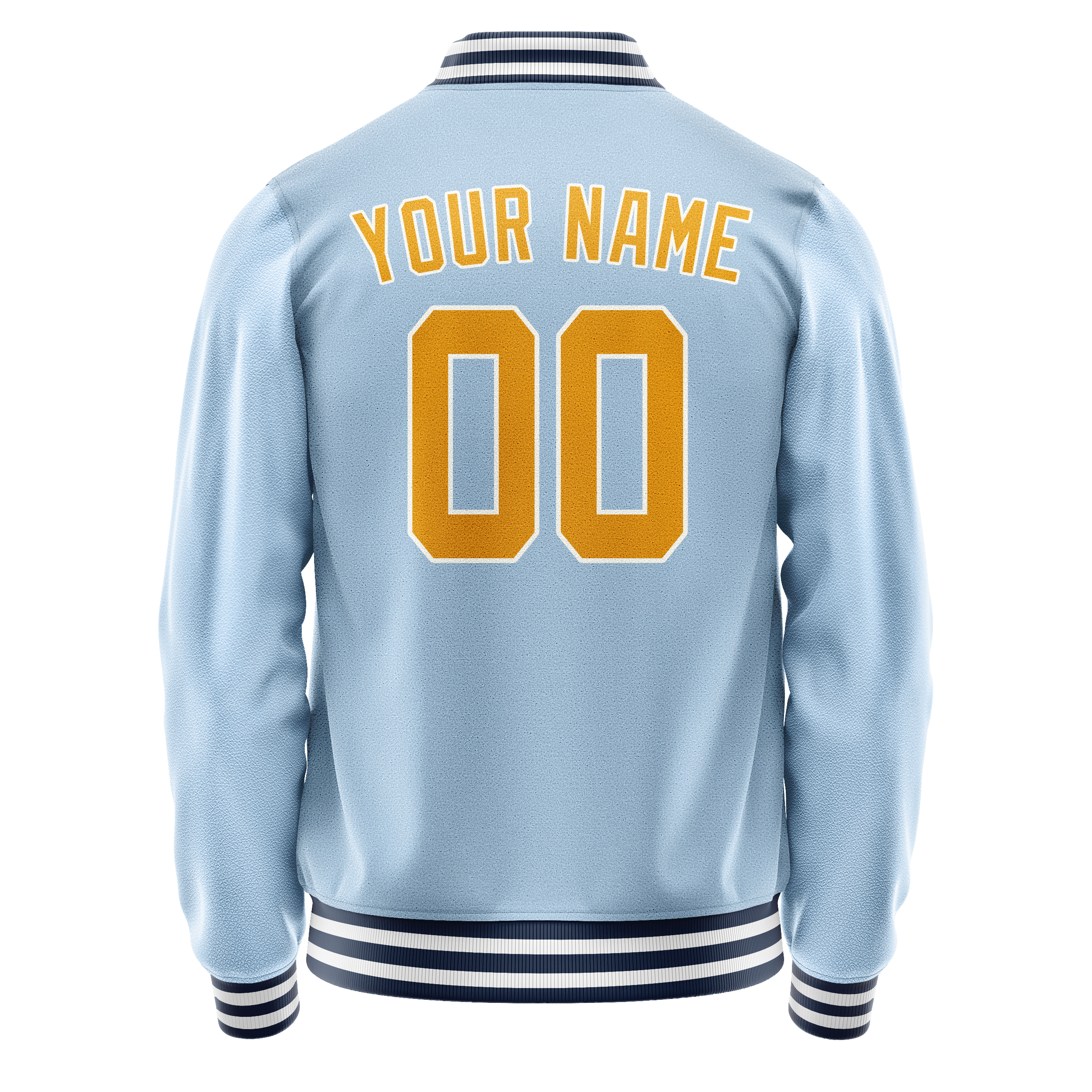 Custom Light-Blue Gold Solid Color Varsity Letterman Jacket JA02240617JC260