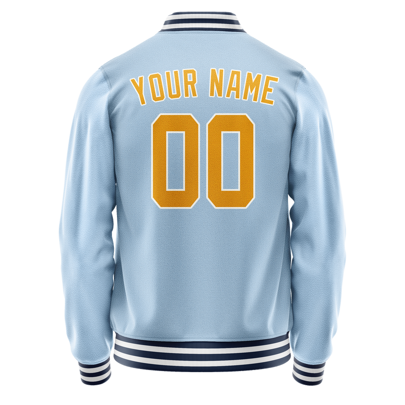 Custom Light-Blue Gold Solid Color Varsity Letterman Jacket JA02240617JC260