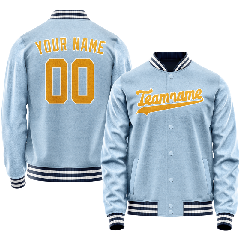 Custom Light-Blue Gold Solid Color Varsity Letterman Jacket JA02240617JC260