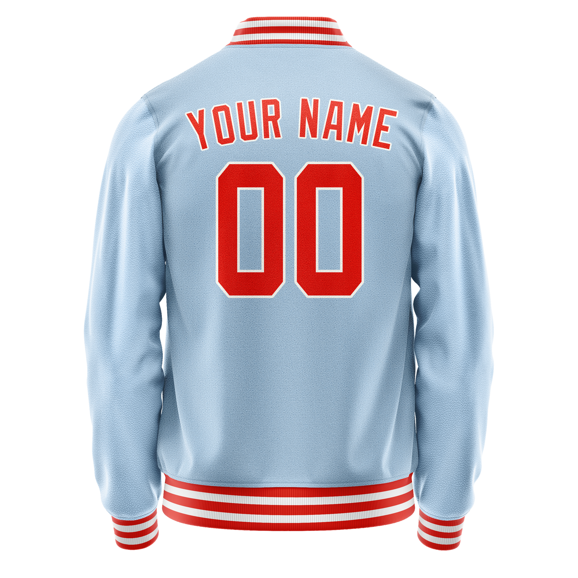 Custom Light-Blue Orange Solid Color Varsity Letterman Jacket JA02240617JC244