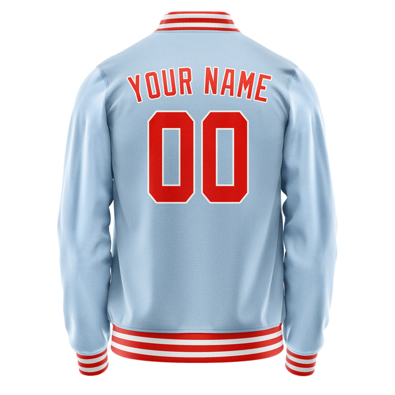 Custom Light-Blue Orange Solid Color Varsity Letterman Jacket JA02240617JC244