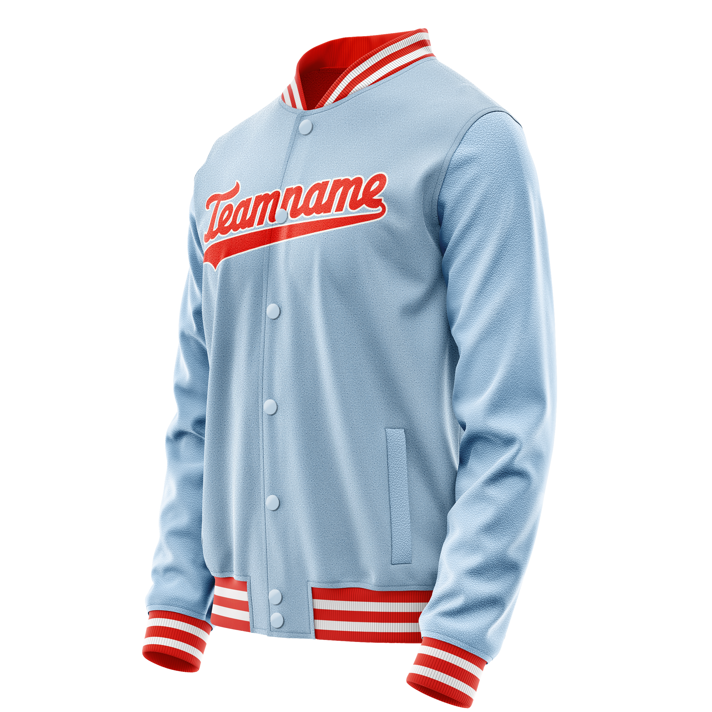 Custom Light-Blue Orange Solid Color Varsity Letterman Jacket JA02240617JC244