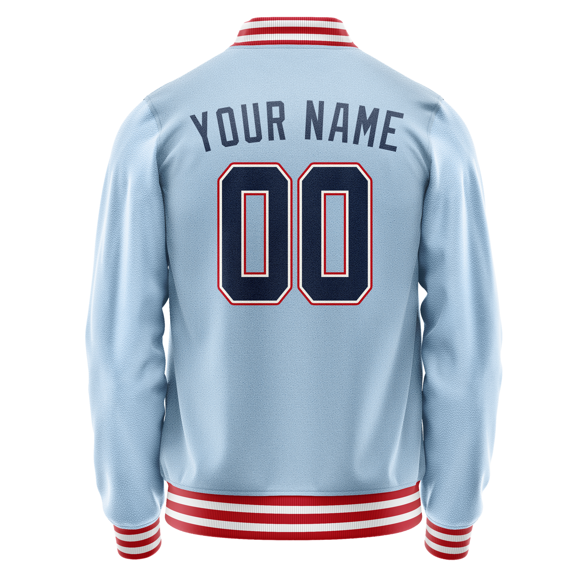 Custom Light-Blue Red Solid Color Varsity Letterman Jacket JA02240617JC255