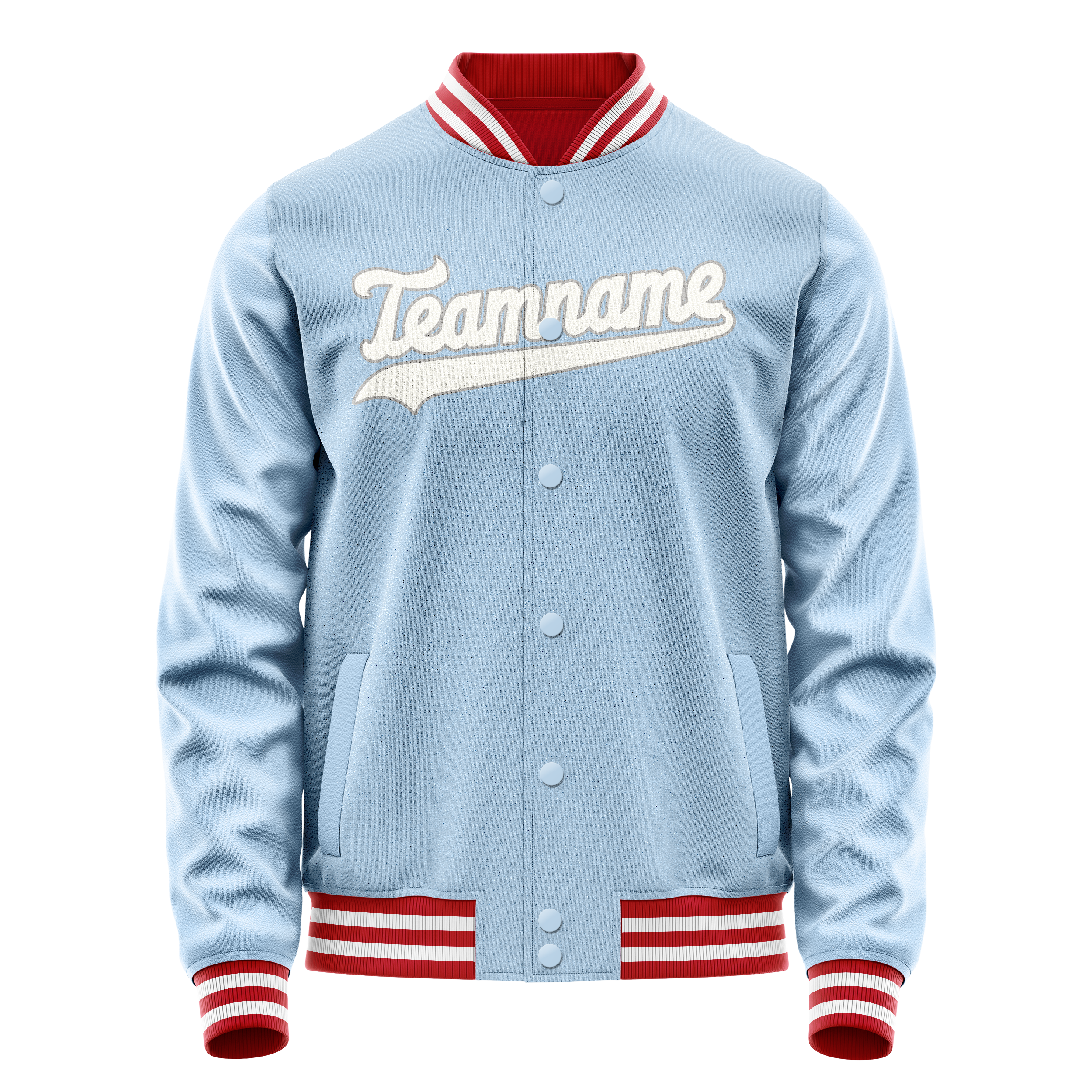 Custom Light-Blue White Solid Color Varsity Letterman Jacket JA02240617JC262