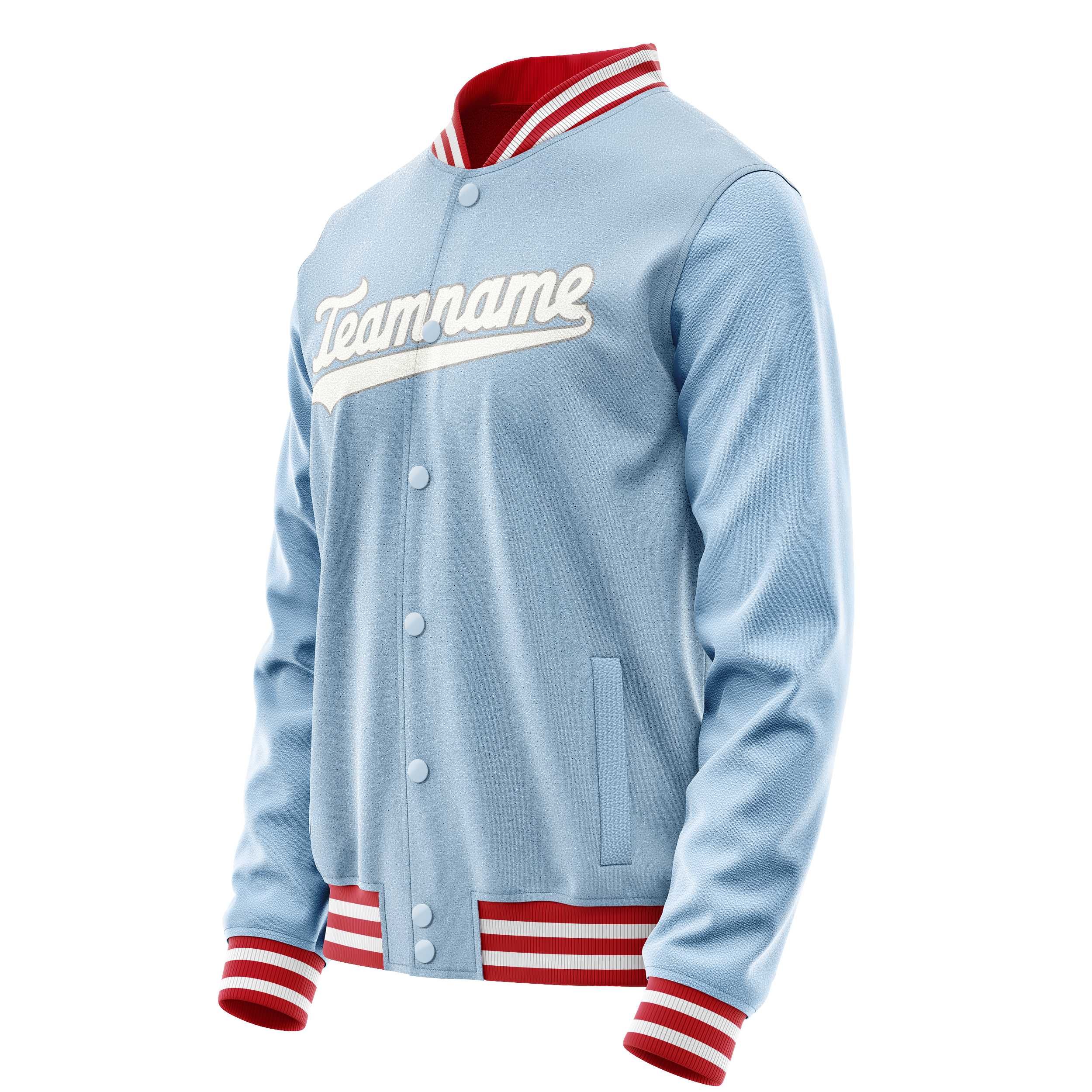 Custom Light-Blue White Solid Color Varsity Letterman Jacket JA02240617JC262