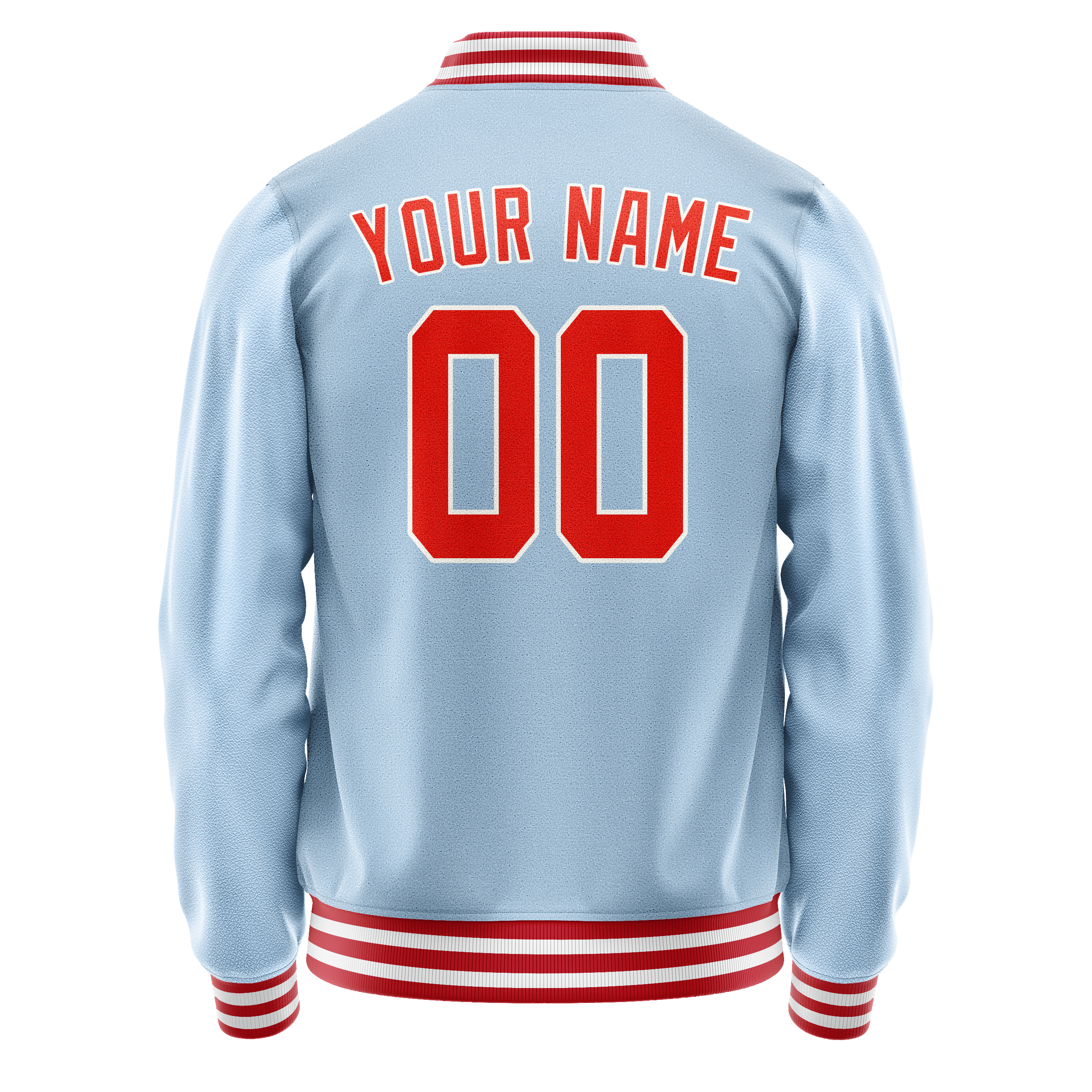 Custom Light-Blue Orange Solid Color Varsity Letterman Jacket JA02240617JC250