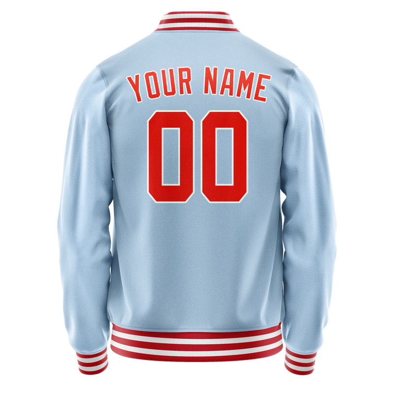 Custom Light-Blue Orange Solid Color Varsity Letterman Jacket JA02240617JC250